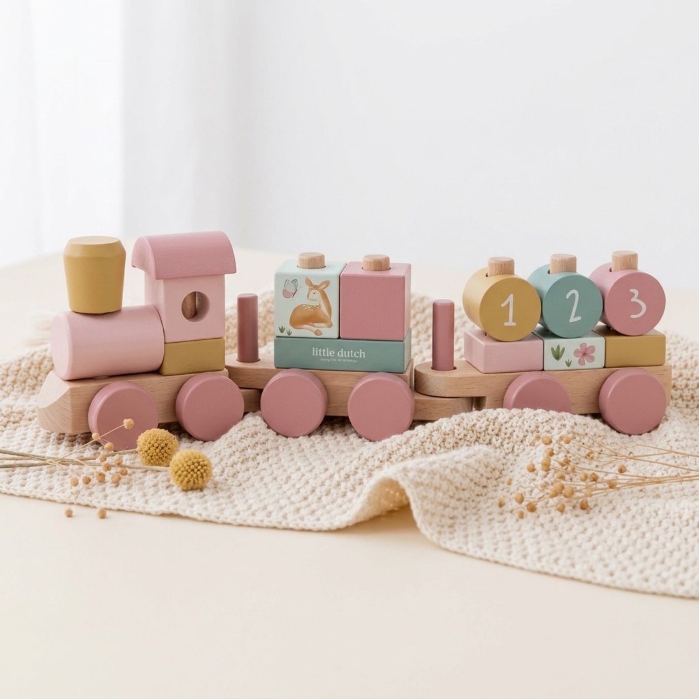 LITTLE DUTCH Holz Eisenbahn mit Steck-Formen - Fairy Garden rosa - wunderwunsch