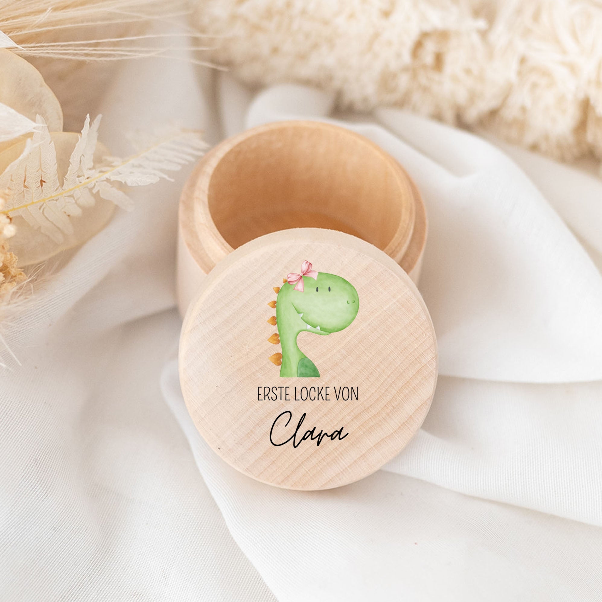 Lockendose Holz personalisiert - Tier Aquarell - wunderwunsch