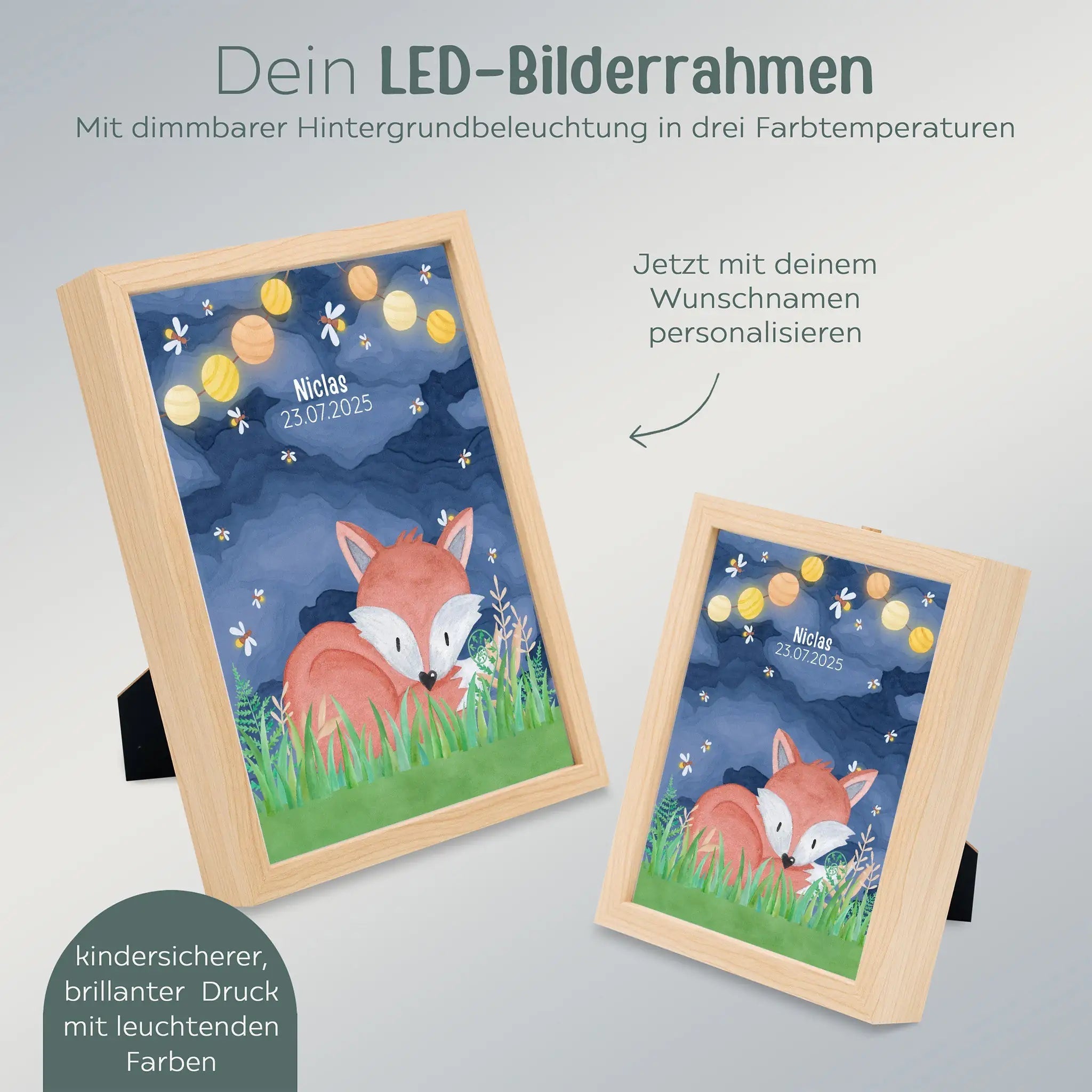 Magischer LED Bilderrahmen - Fuchs Glühwürmchen - wunderwunsch