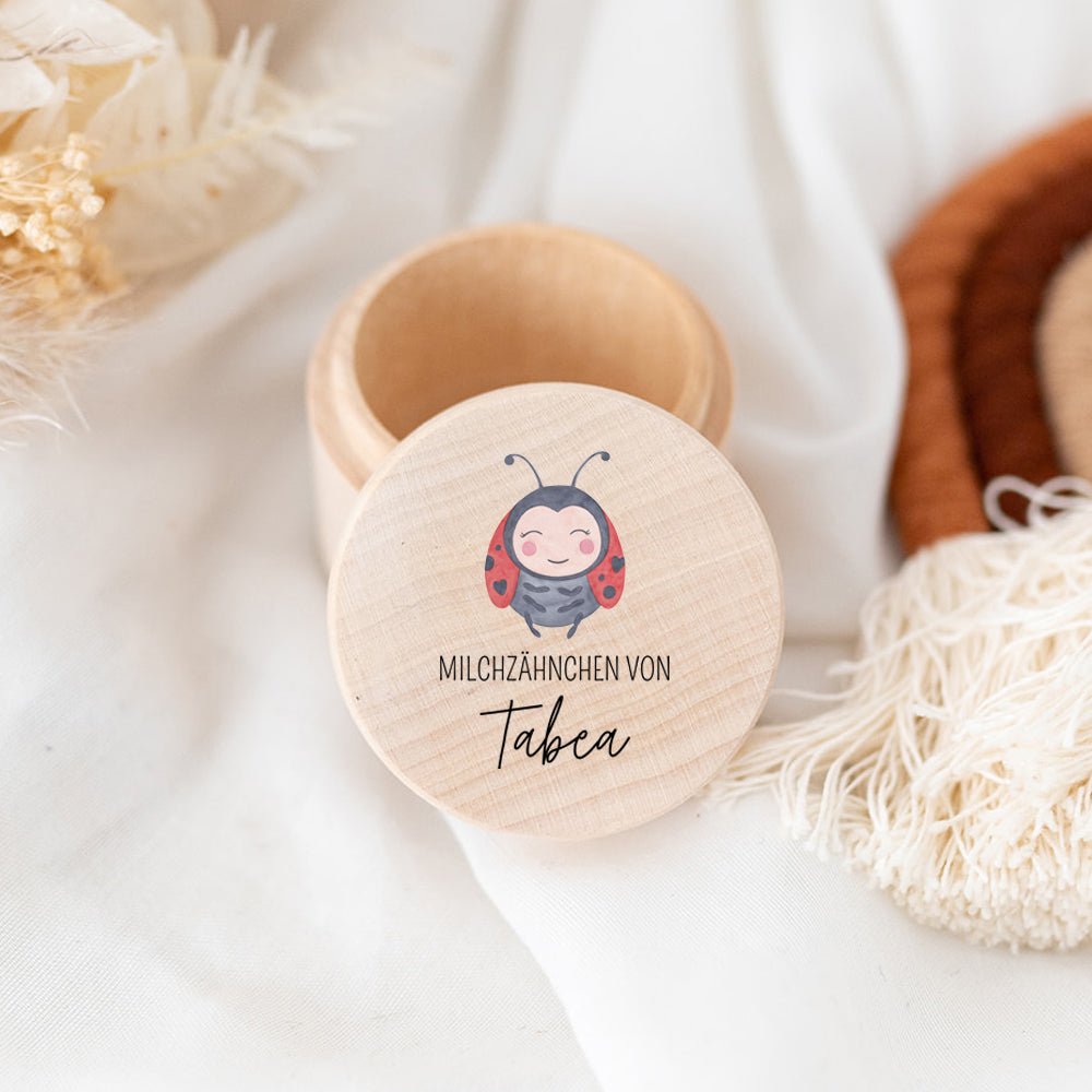 Milchzahndose Holz personalisiert - Tier Aquarell - wunderwunsch