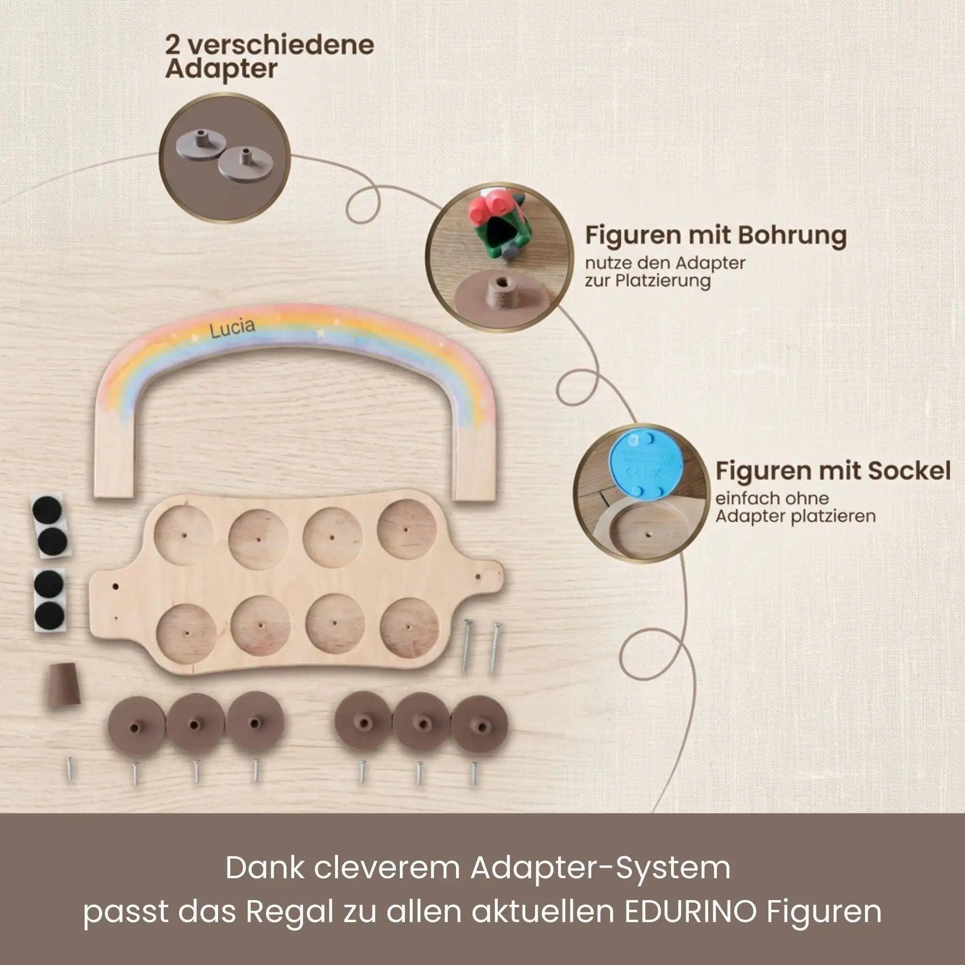 Modulares Regal für Edurino Figuren und Eingabestift - Regenbogen - wunderwunsch