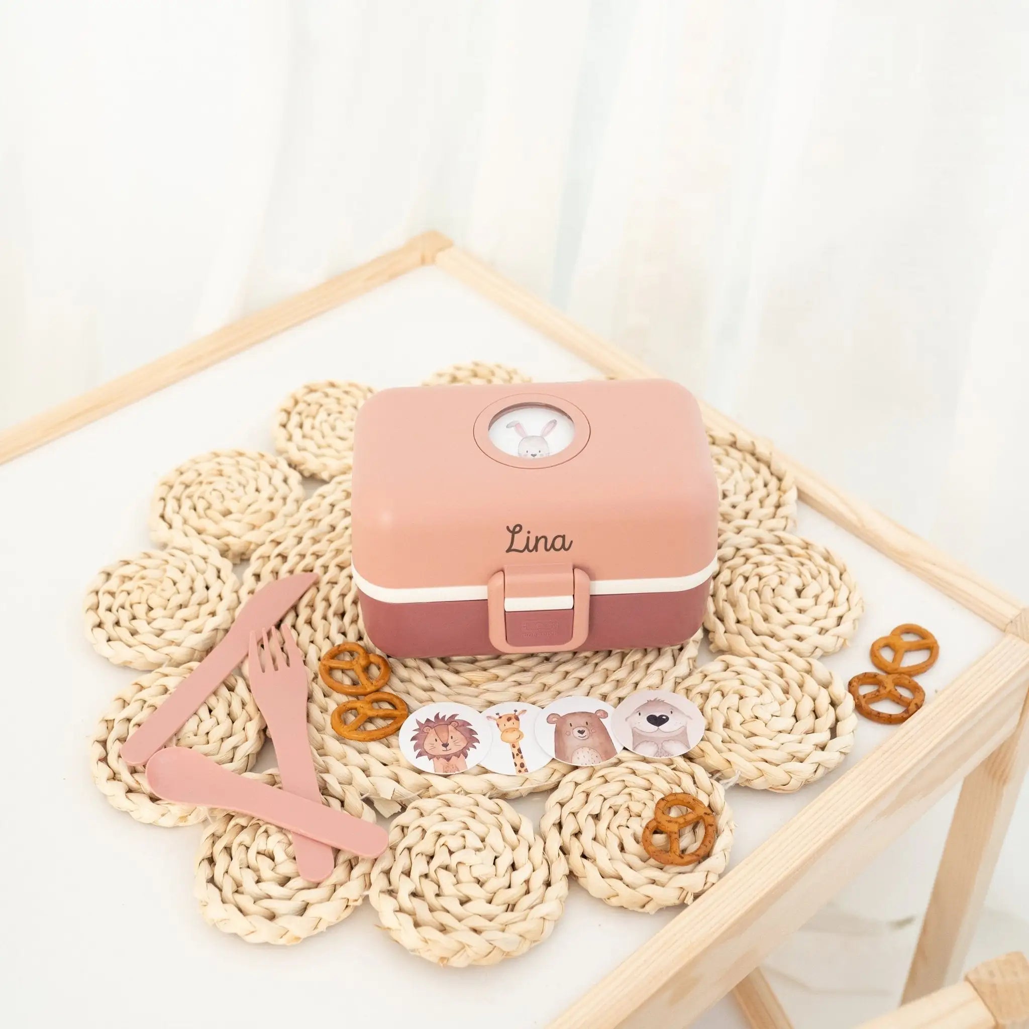 MONBENTO Tresor Lunchbox Uni mit Tierplättchen personalisiert - wunderwunsch