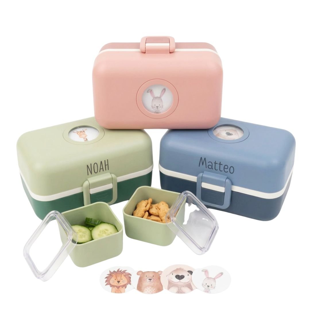 MONBENTO Tresor Lunchbox Uni mit Tierplättchen personalisiert - wunderwunsch