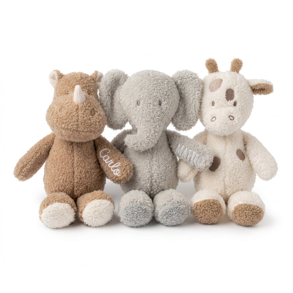 NATTOU Kuscheltier mit Name - Nashorn, Giraffe, Elefant - wunderwunsch