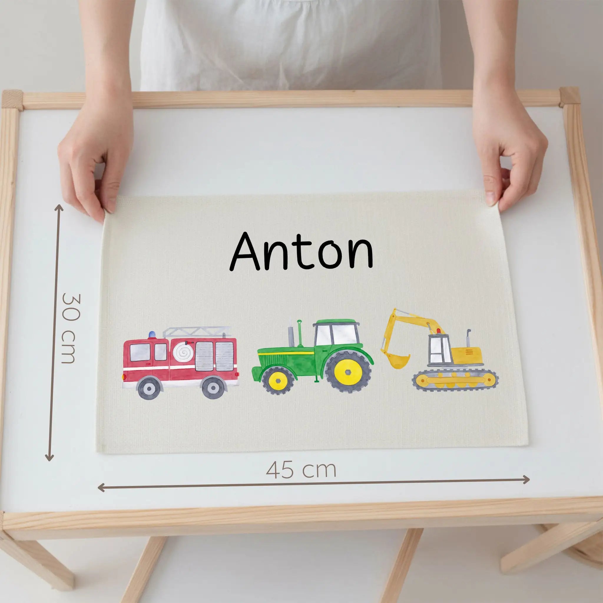 Platzdeckchen personalisiert - Fahrzeuge Aquarell - wunderwunsch