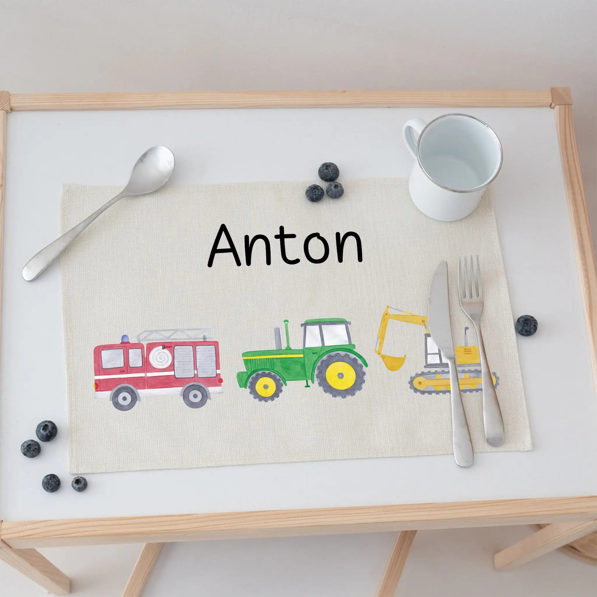 Platzdeckchen personalisiert - Fahrzeuge Aquarell - wunderwunsch