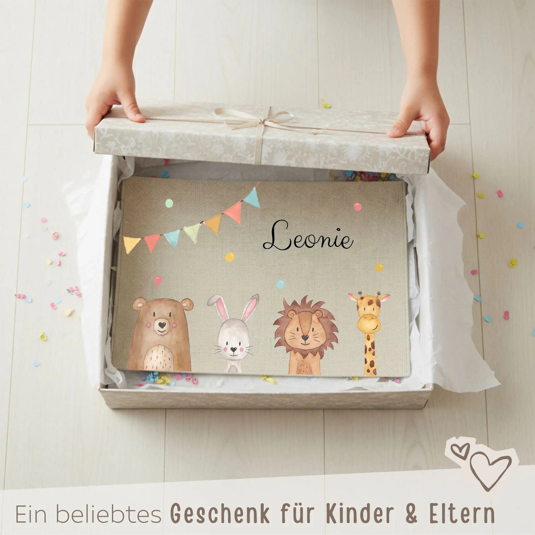 Platzdeckchen personalisiert - Tiere Girlande Aquarell - wunderwunsch