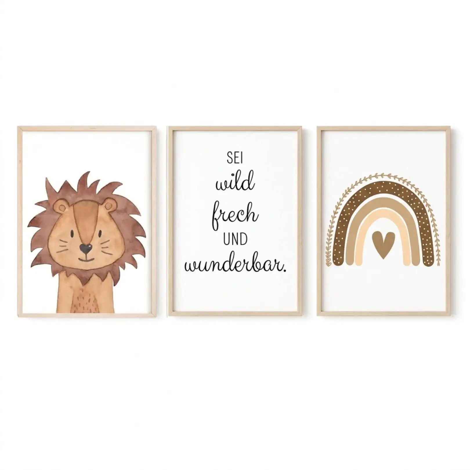 Poster 3er - Set - Tier, Spruch, Regenbogen Aquarell - wunderwunsch