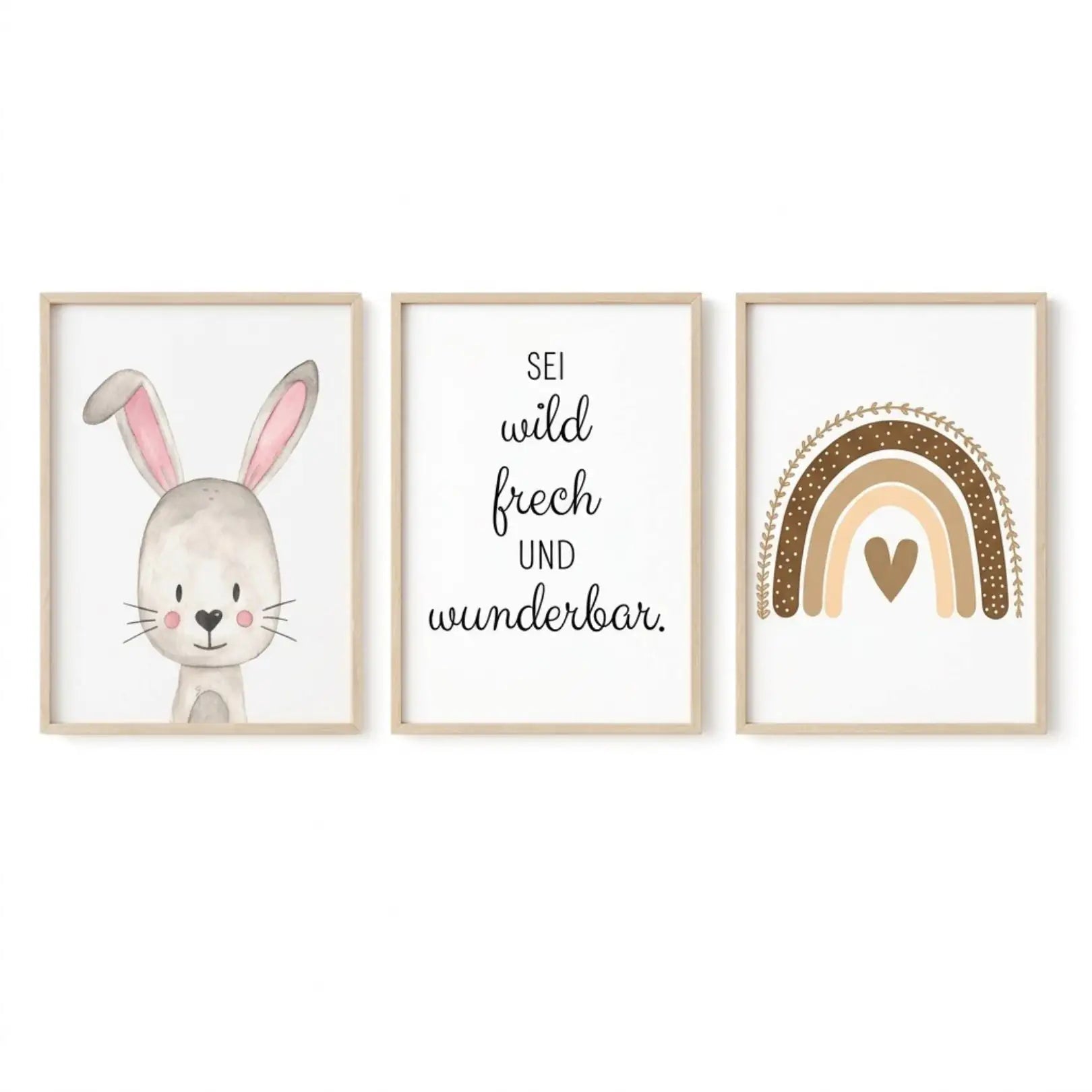Poster 3er - Set - Tier, Spruch, Regenbogen Aquarell - wunderwunsch