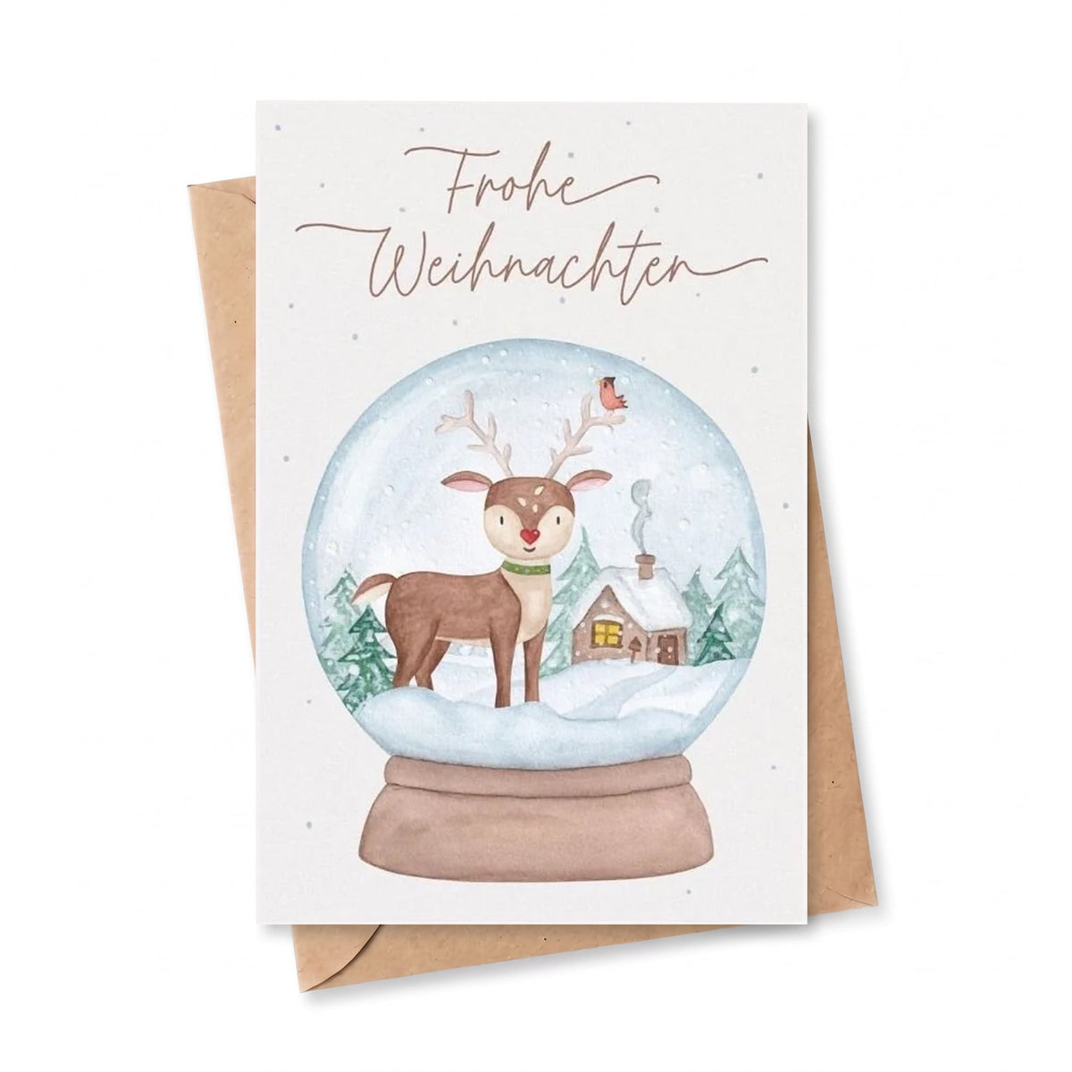 Postkarte "Reh Schneekugel" - wunderwunsch