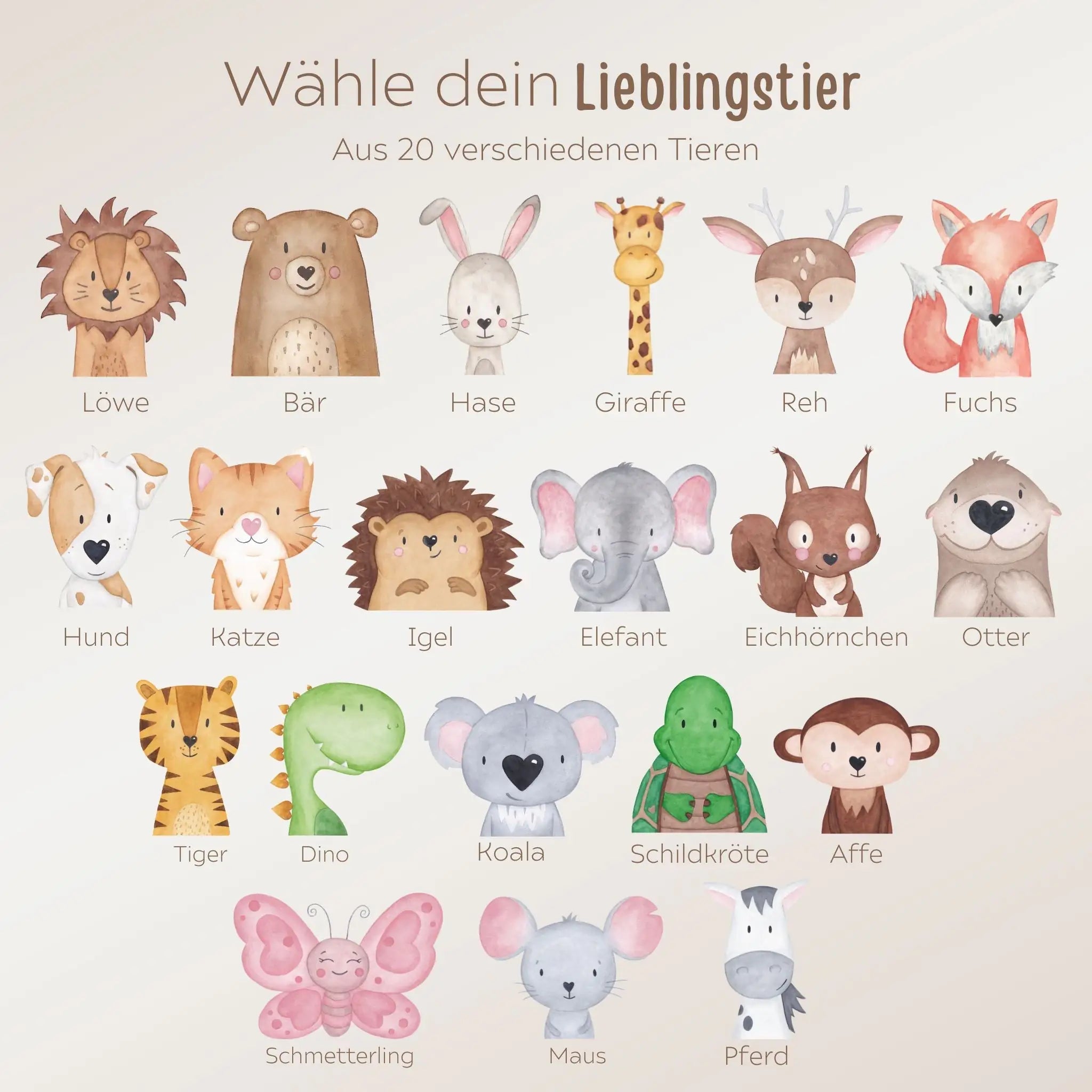 Sandwichbox Quadratische Brotdose Edelstahl personalisiert - Tier Aquarell - wunderwunsch