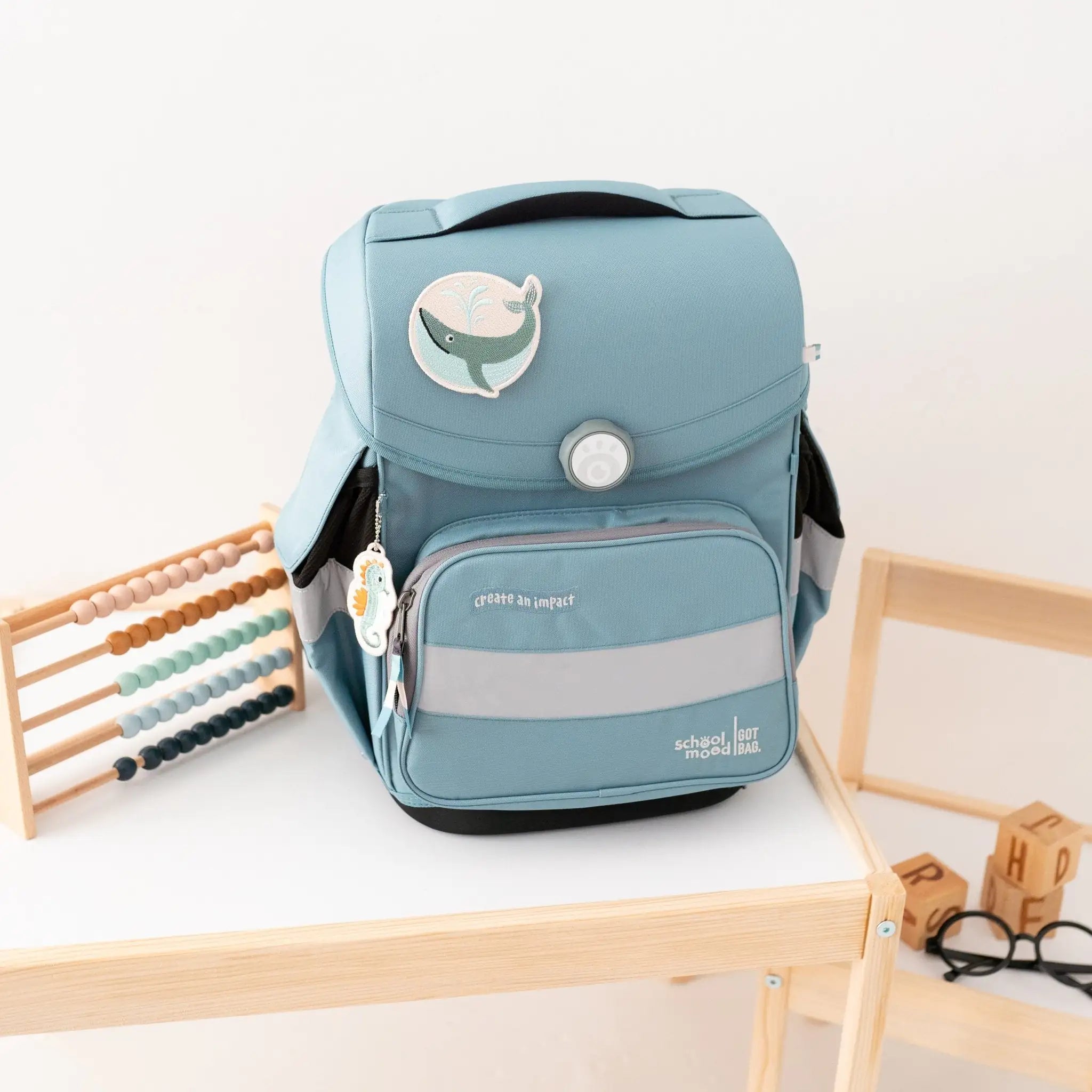 SCHOOL MOOD Schulranzen Set Ocean - Blau - wunderwunsch