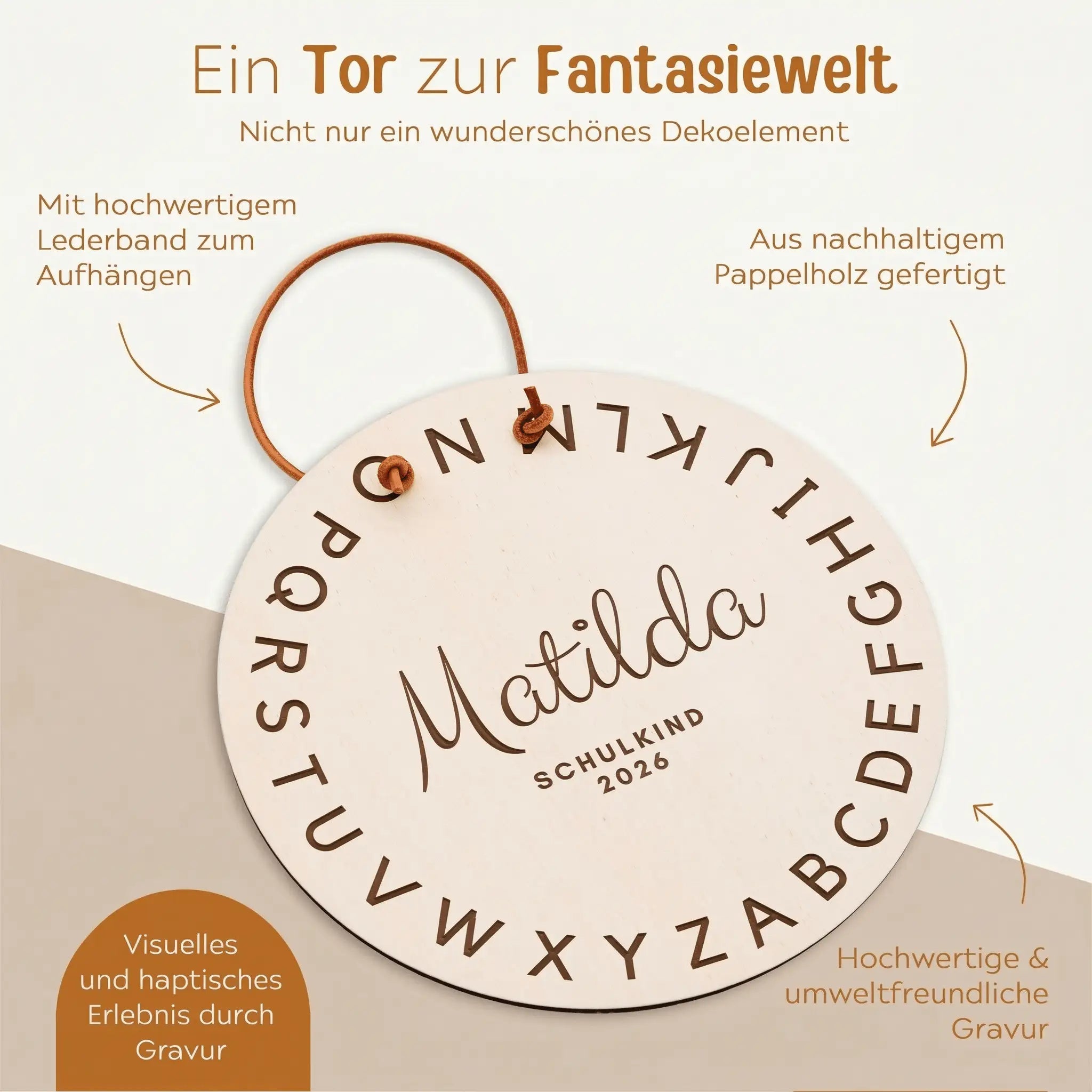 Schulanfang Schild personalisiert - ABC Gravur - wunderwunsch