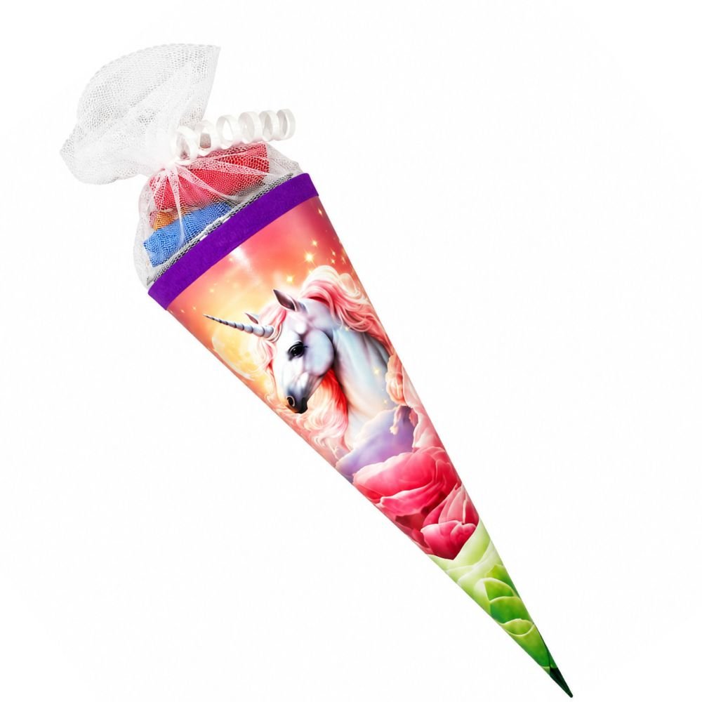 Schultüte Mädchen 80g – gefüllt mit Süßigkeiten - wunderwunsch