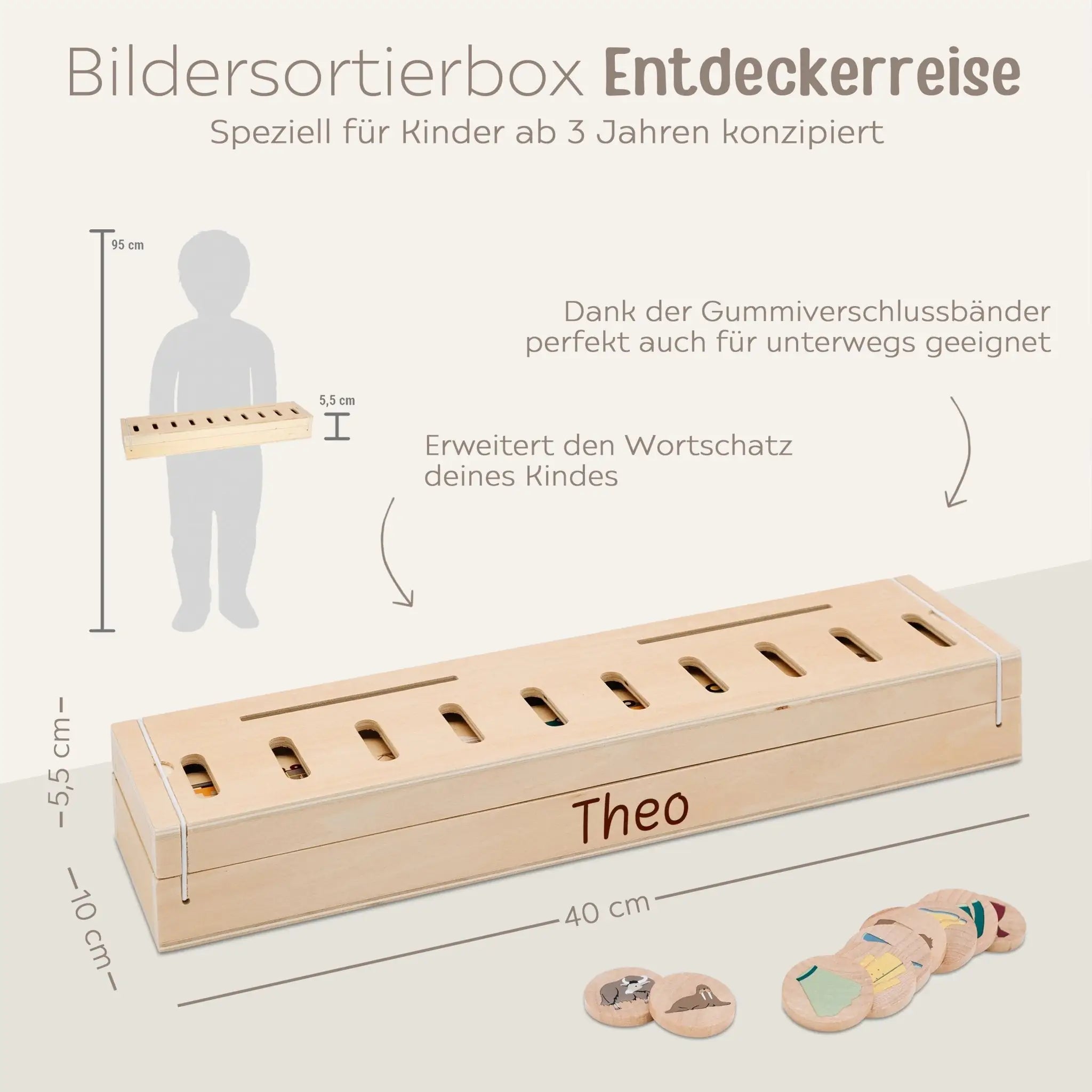 SMALL FOOT Bildersortierbox "Weltentdecker" Holz personalisierbar - wunderwunsch