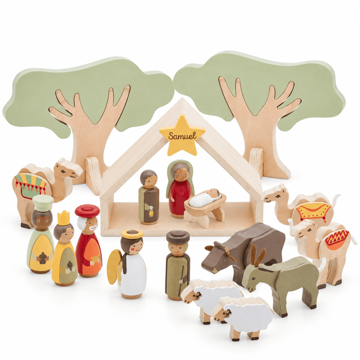 SMALL FOOT Kinder Weihnachtskrippe Holz personalisierbar - wunderwunsch
