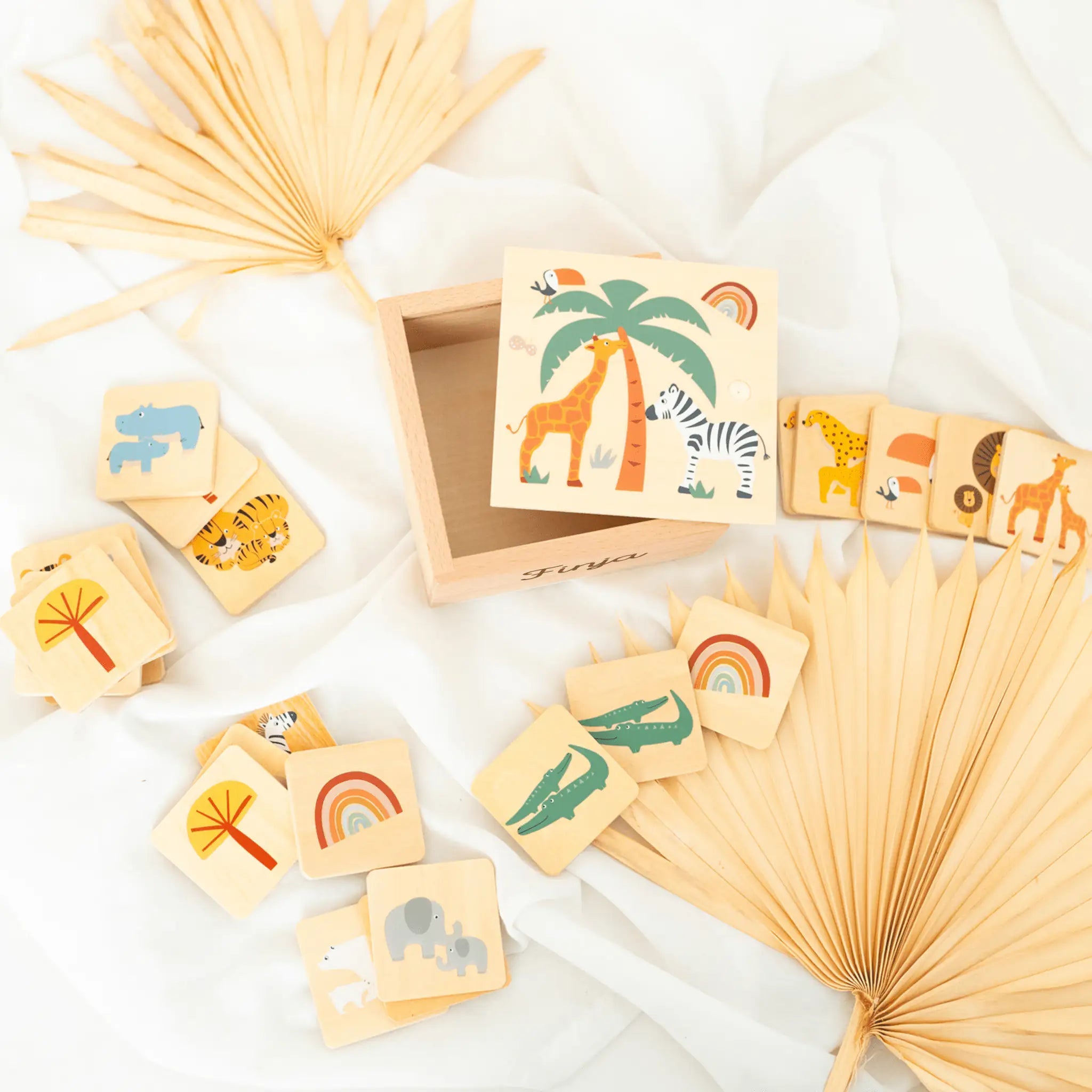 SMALL FOOT Memo Spiel Safari Holz personalisierbar - wunderwunsch