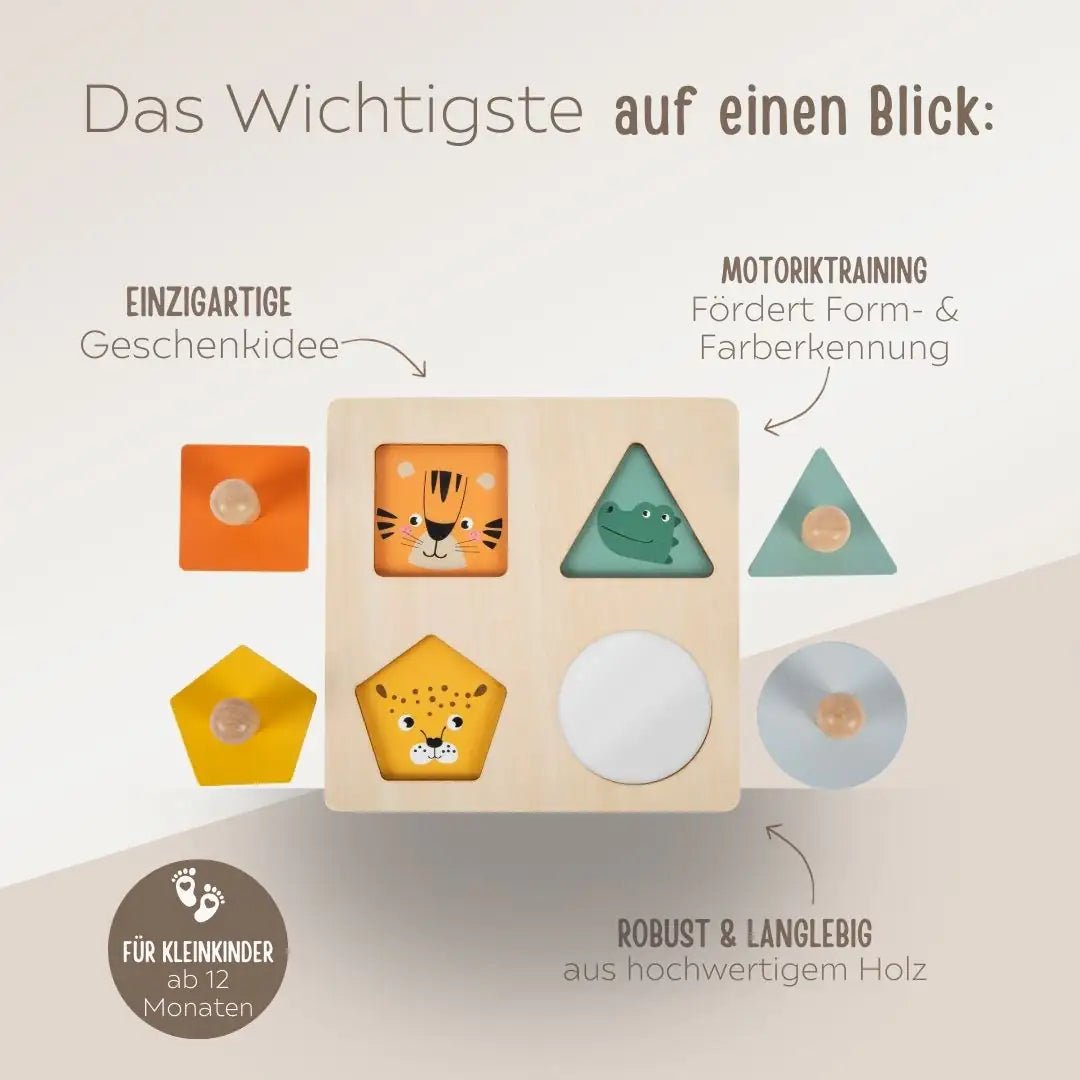 SMALL FOOT Montessori Setzpuzzle Formen und Motive personalisierbar - wunderwunsch