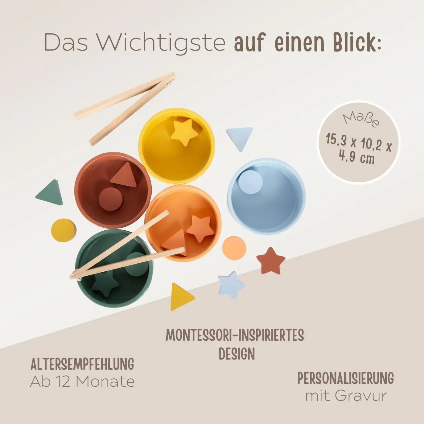 SMALL FOOT Montessori Sortierspiel mit Zange personalisierbar - wunderwunsch