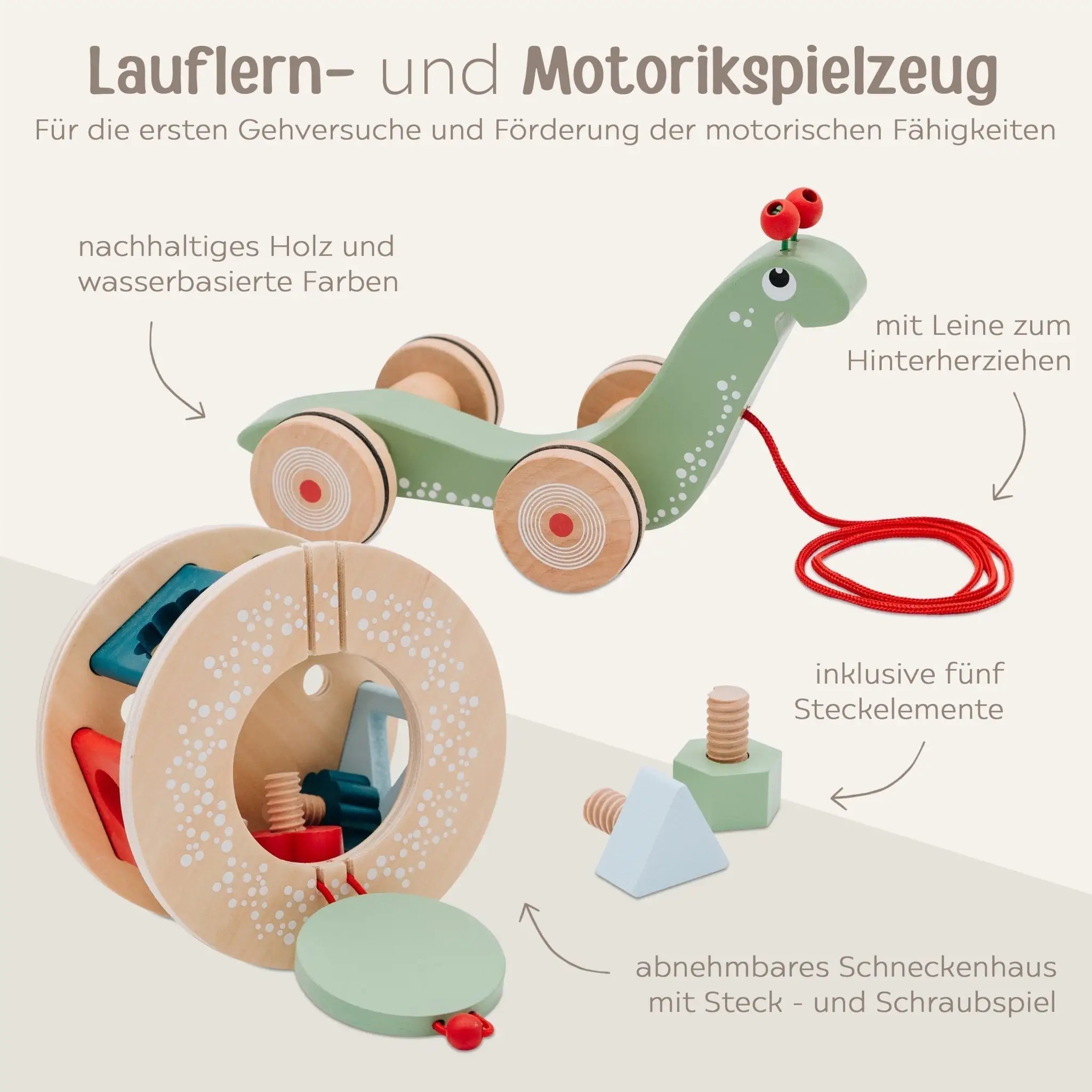 SMALL FOOT Nachzieh - und Stecktier Schnecke personalisierbar - wunderwunsch