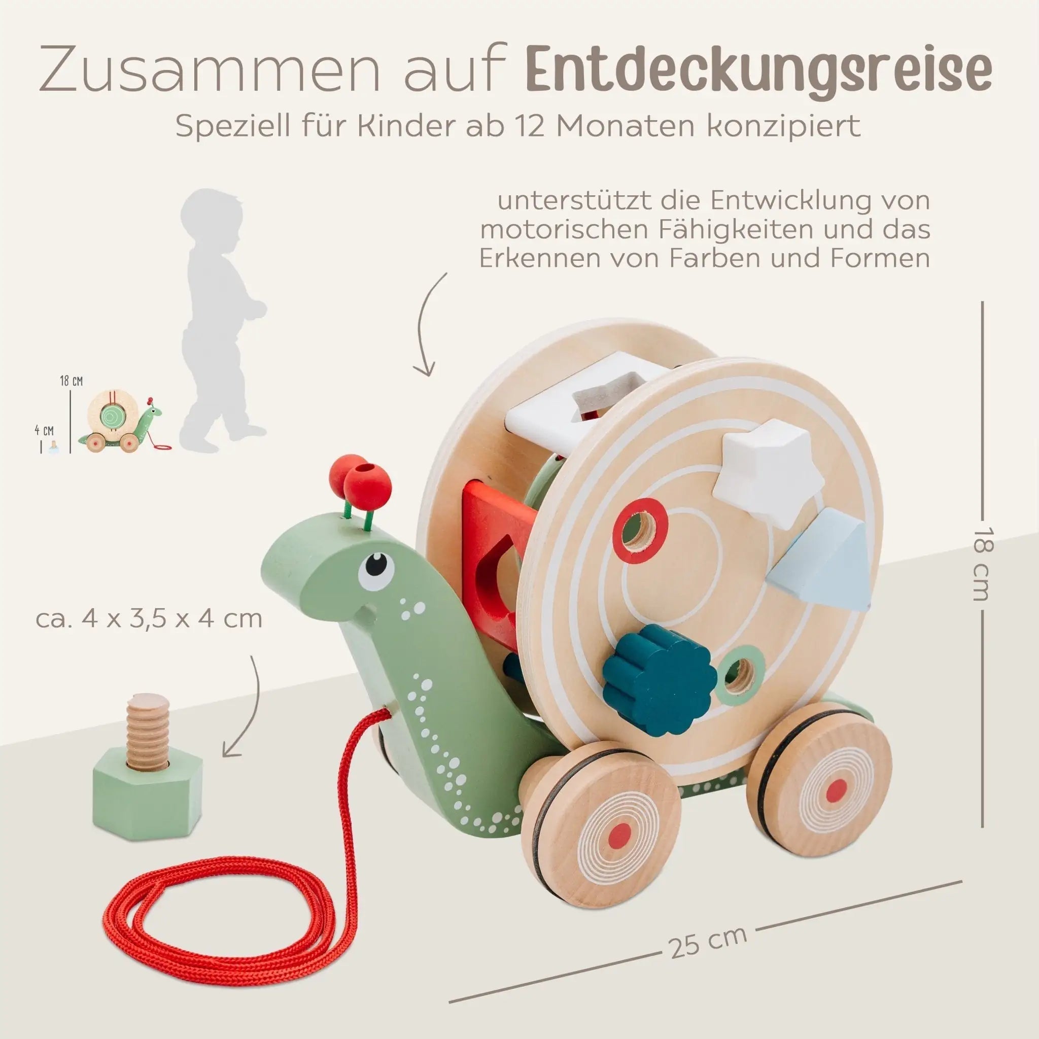 SMALL FOOT Nachzieh - und Stecktier Schnecke personalisierbar - wunderwunsch