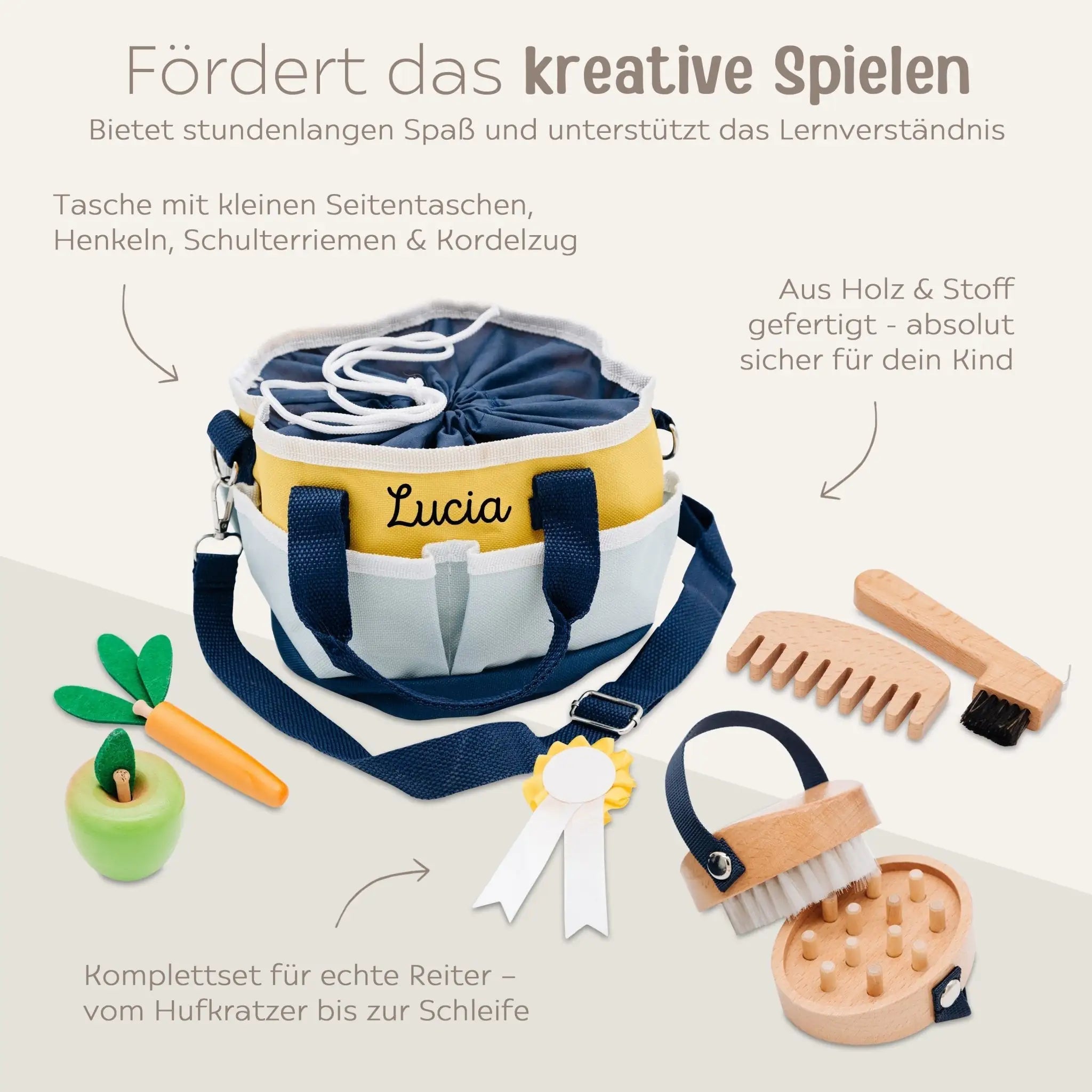 SMALL FOOT Pferdepflege - Set mit Tasche personalisierbar - wunderwunsch