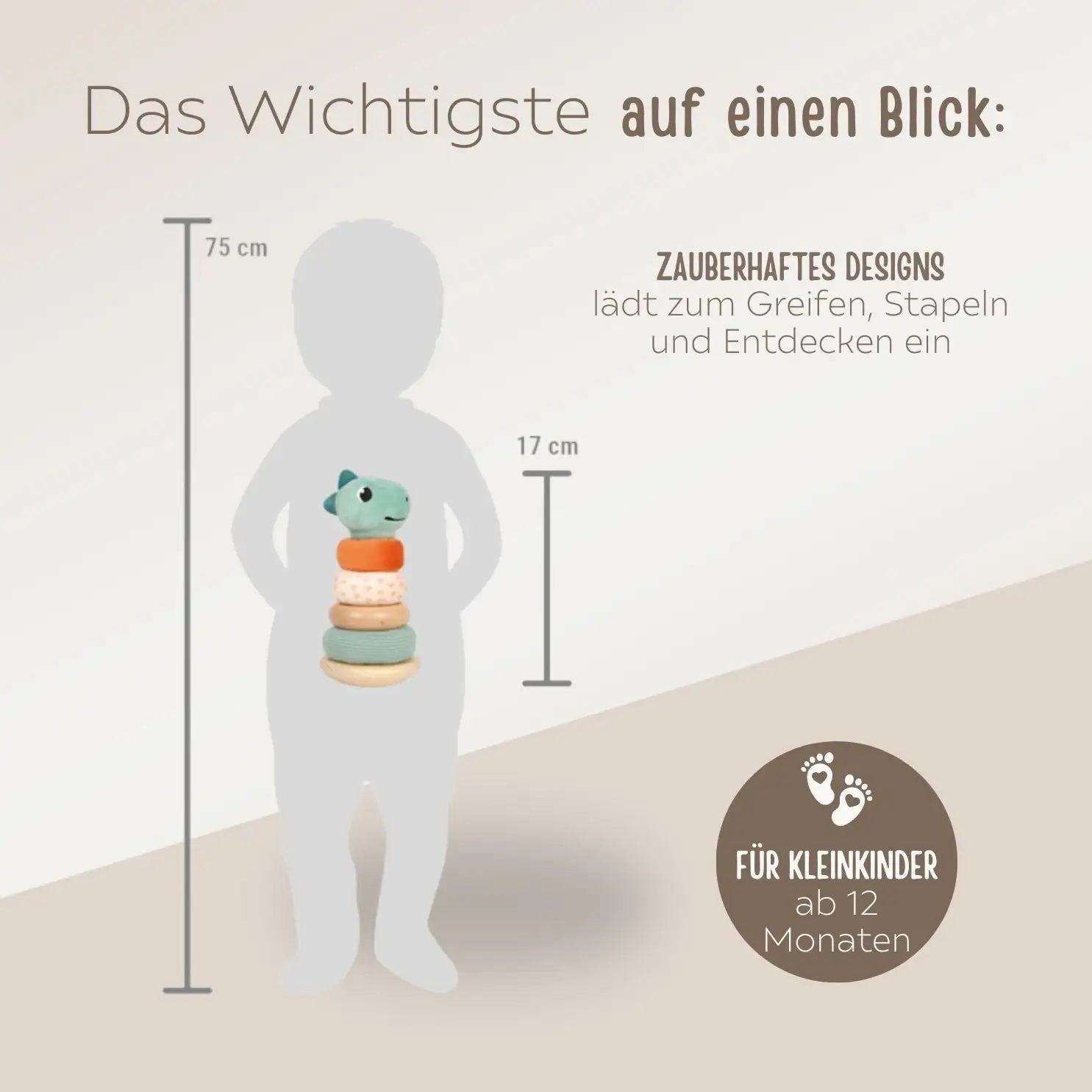 SMALL FOOT Stapelturm Dino Plüsch personalisierbar - wunderwunsch