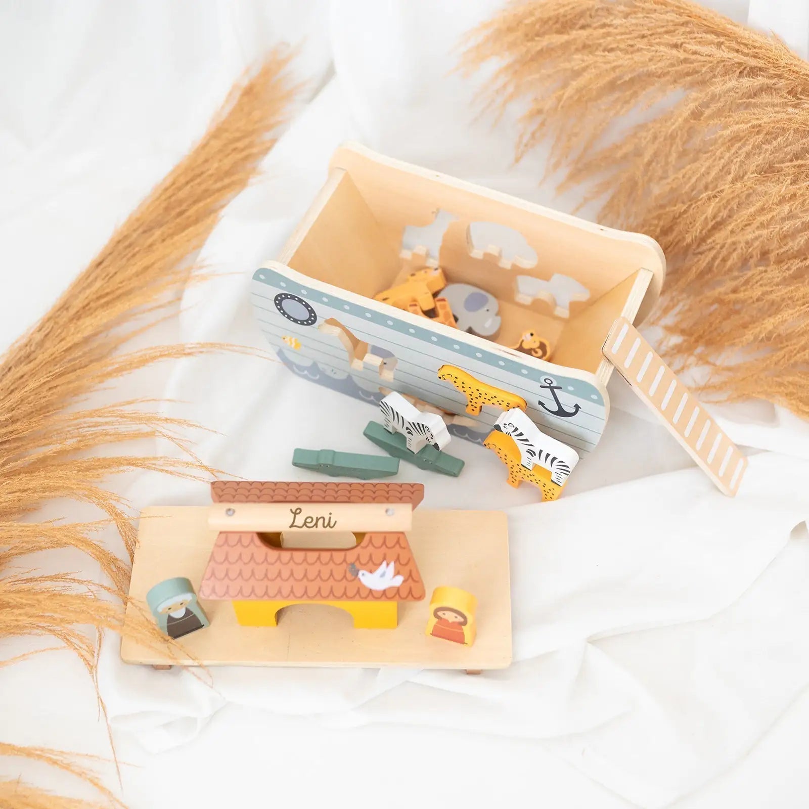 SMALL FOOT Steckspiel Arche Noah Safari Tiere personalisierbar - wunderwunsch