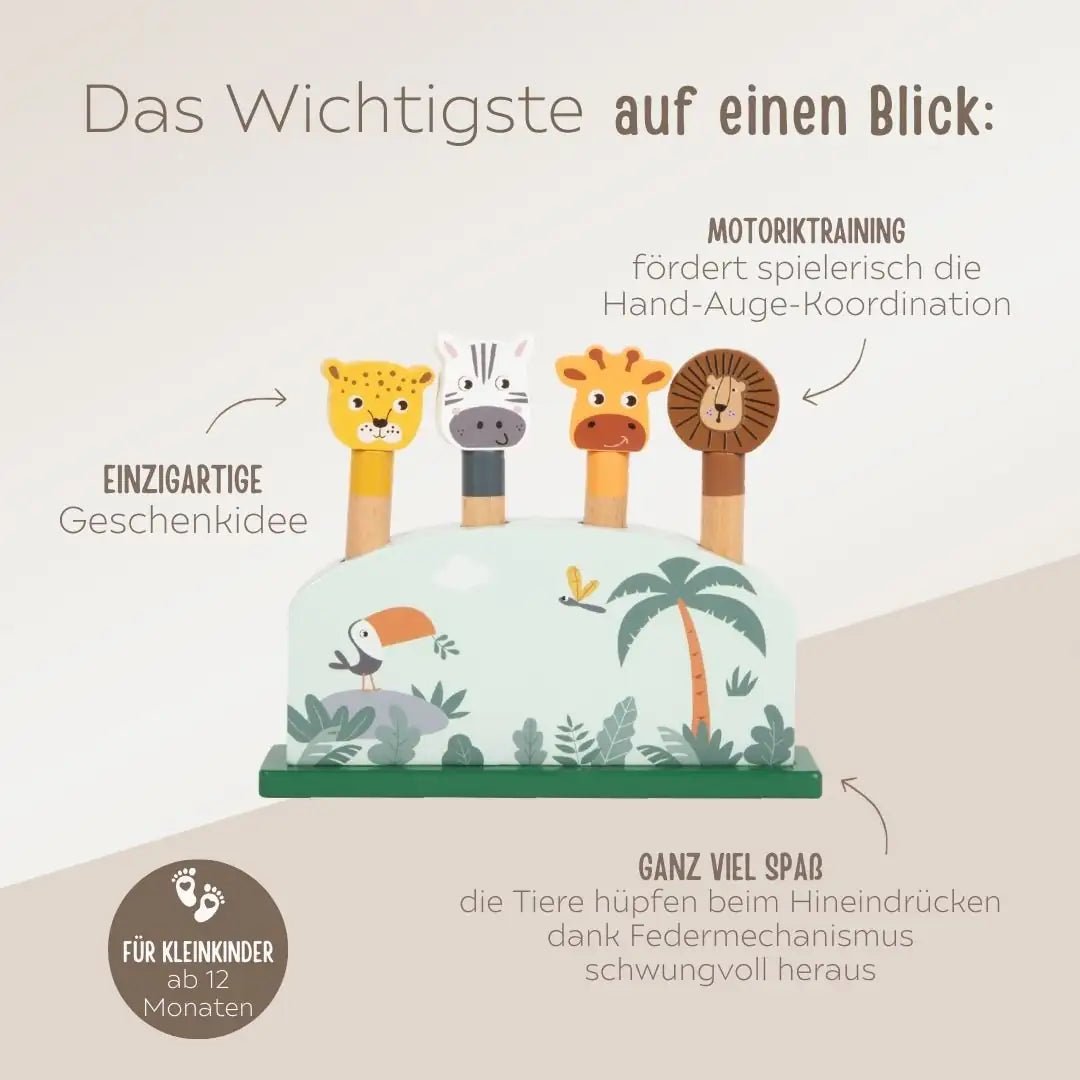 SMALL FOOT Steckspiel hüpfende Tiere personalisierbar - wunderwunsch