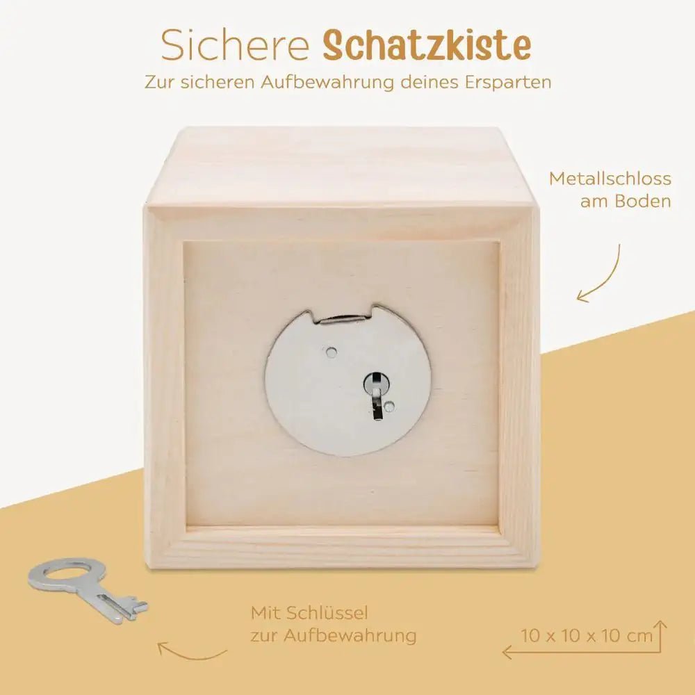 Spardose Holz personalisiert - Regenbogen Punkte Aquarell - wunderwunsch