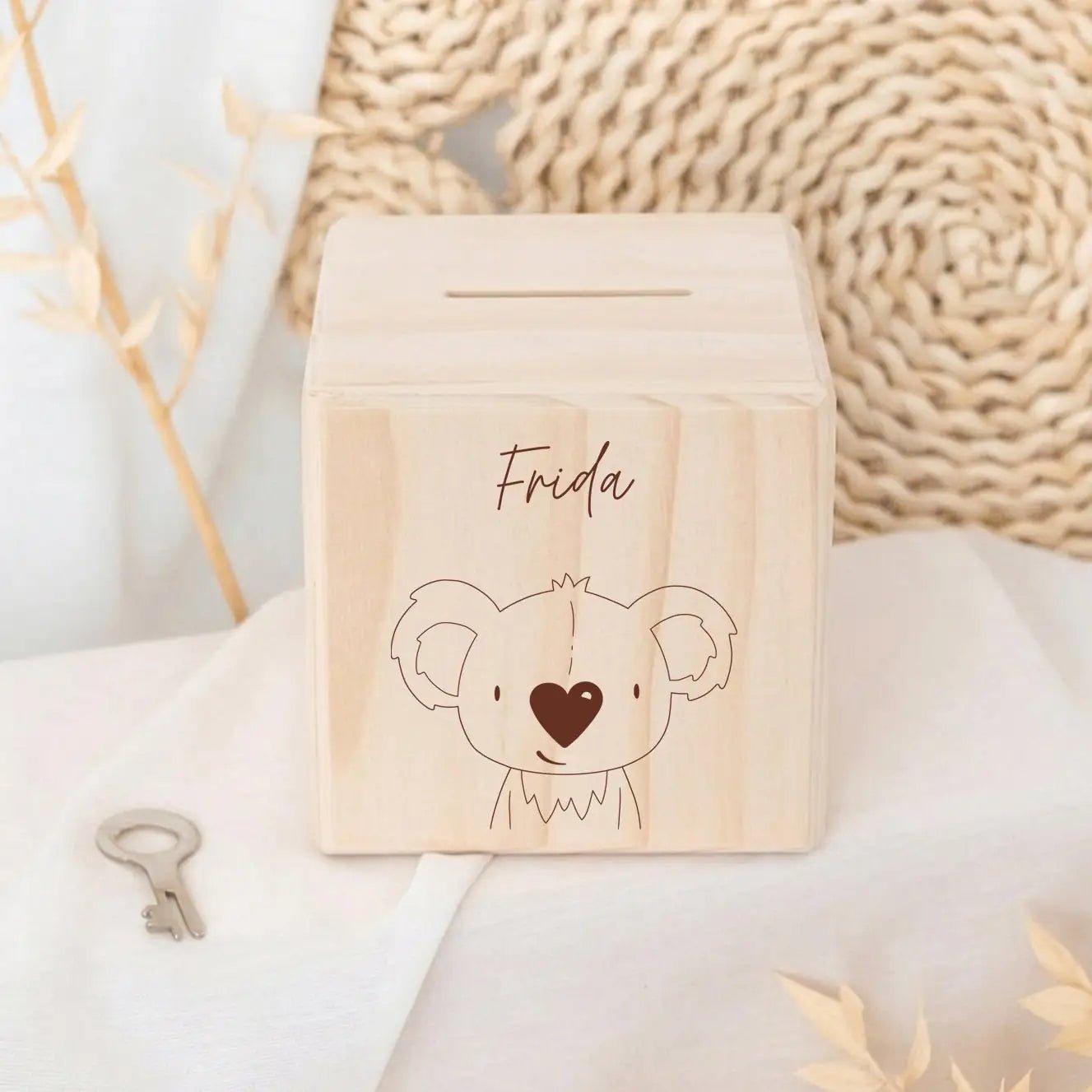 Spardose Holz personalisiert - Tier Gravur - wunderwunsch