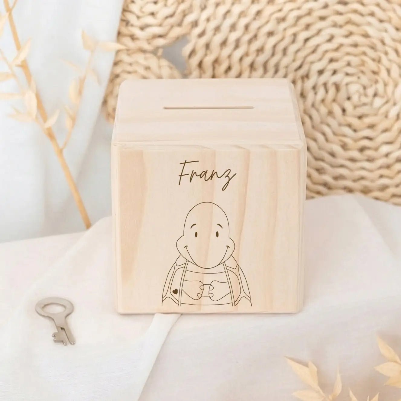 Spardose Holz personalisiert - Tier Gravur - wunderwunsch