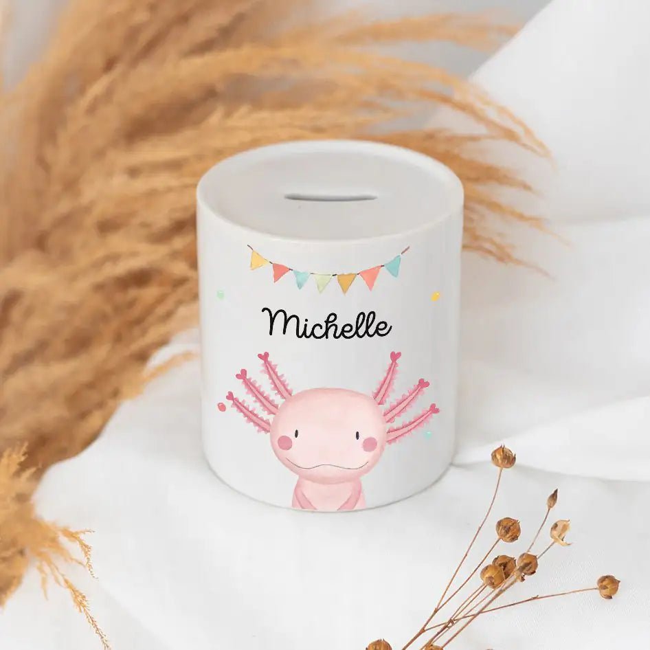 Spardose Keramik personalisiert - Tier Girlande Aquarell - wunderwunsch