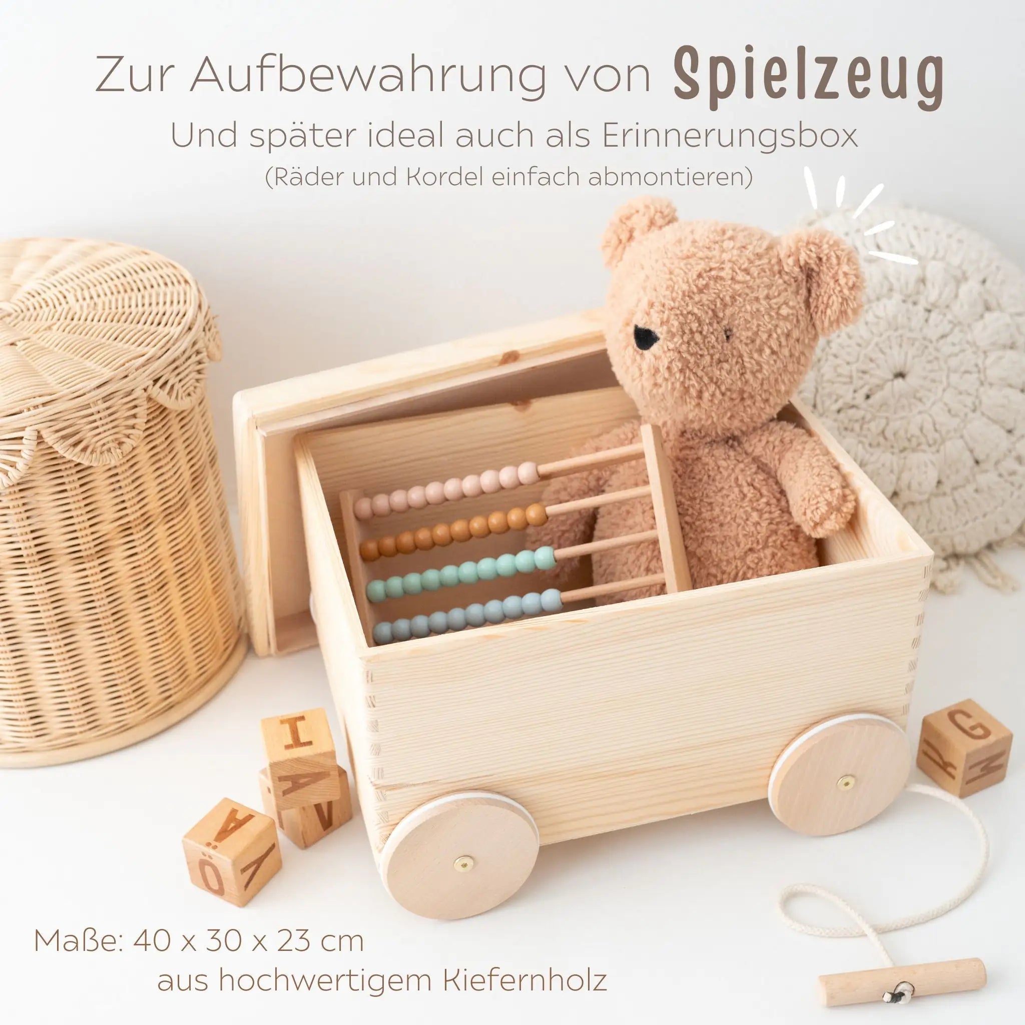Spielzeugkiste mit Rollen "Tier Girlande" personalisiert - wunderwunsch