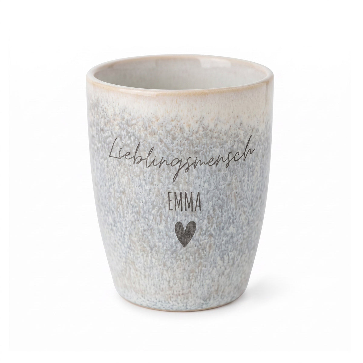 Steingut Becher sand personalisiert - Lieblingsmensch - wunderwunsch