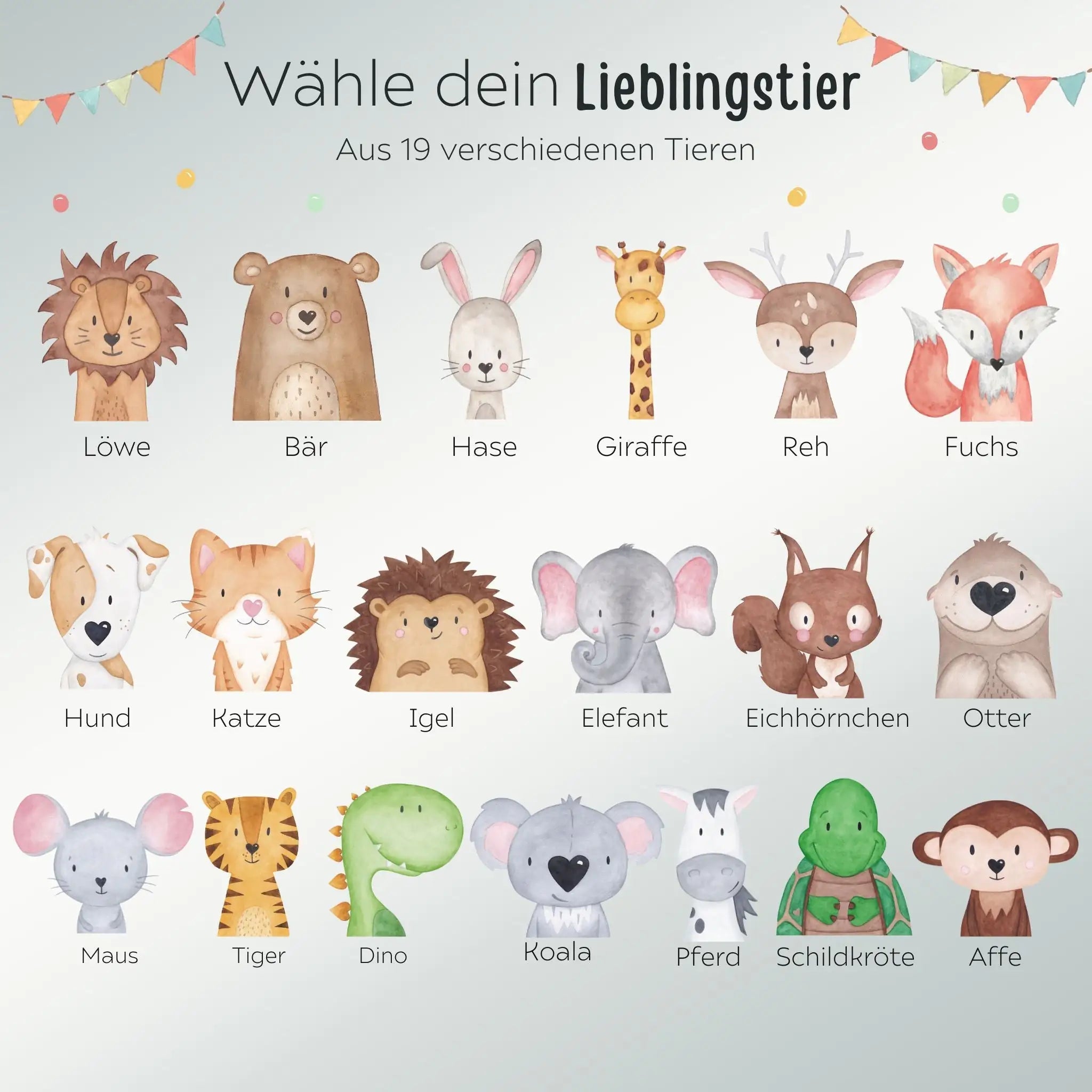 Stiftebecher Canvas personalisiert - Tier Girlande Aquarell - wunderwunsch