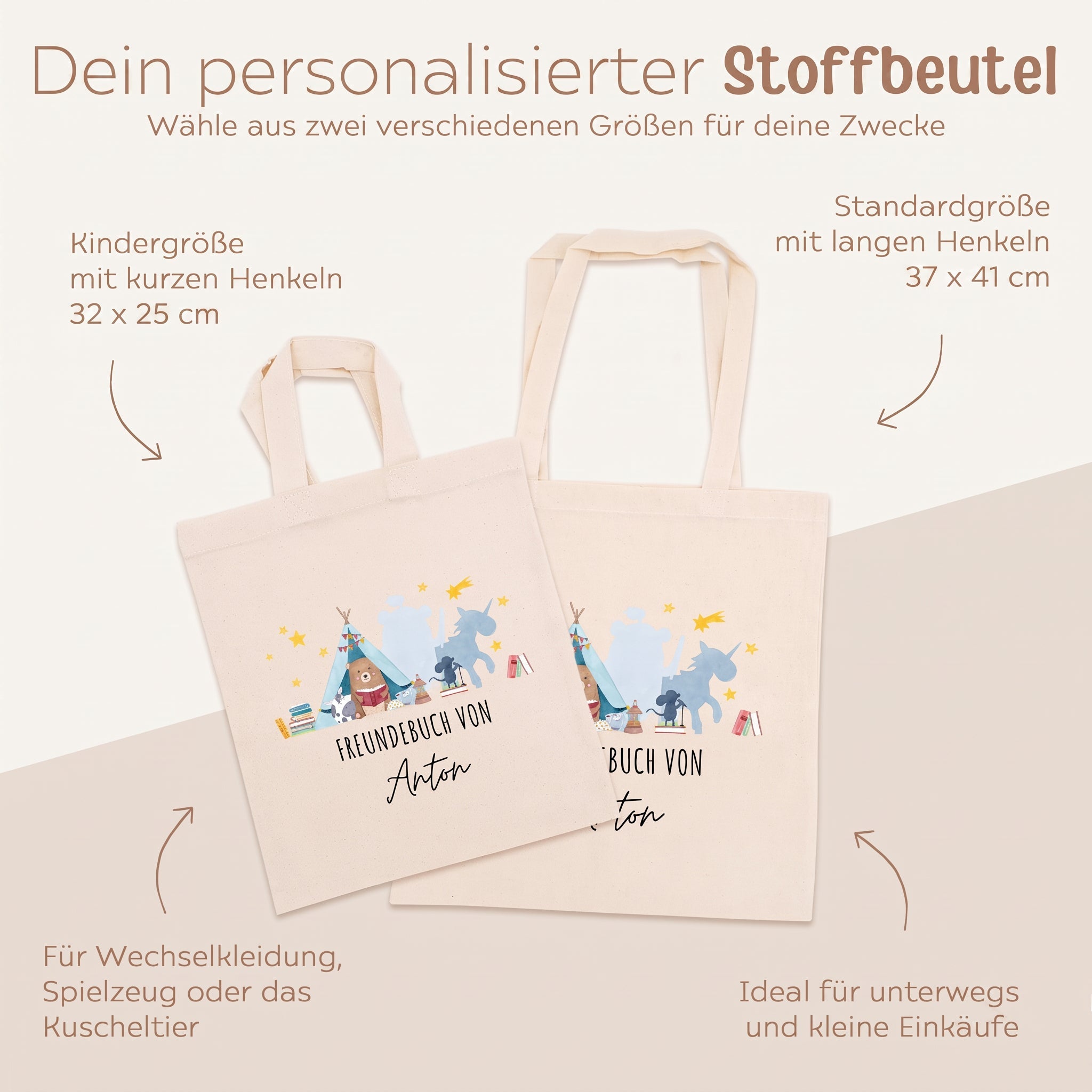 Stoffbeutel "Freundebuch" personalisiert - wunderwunsch