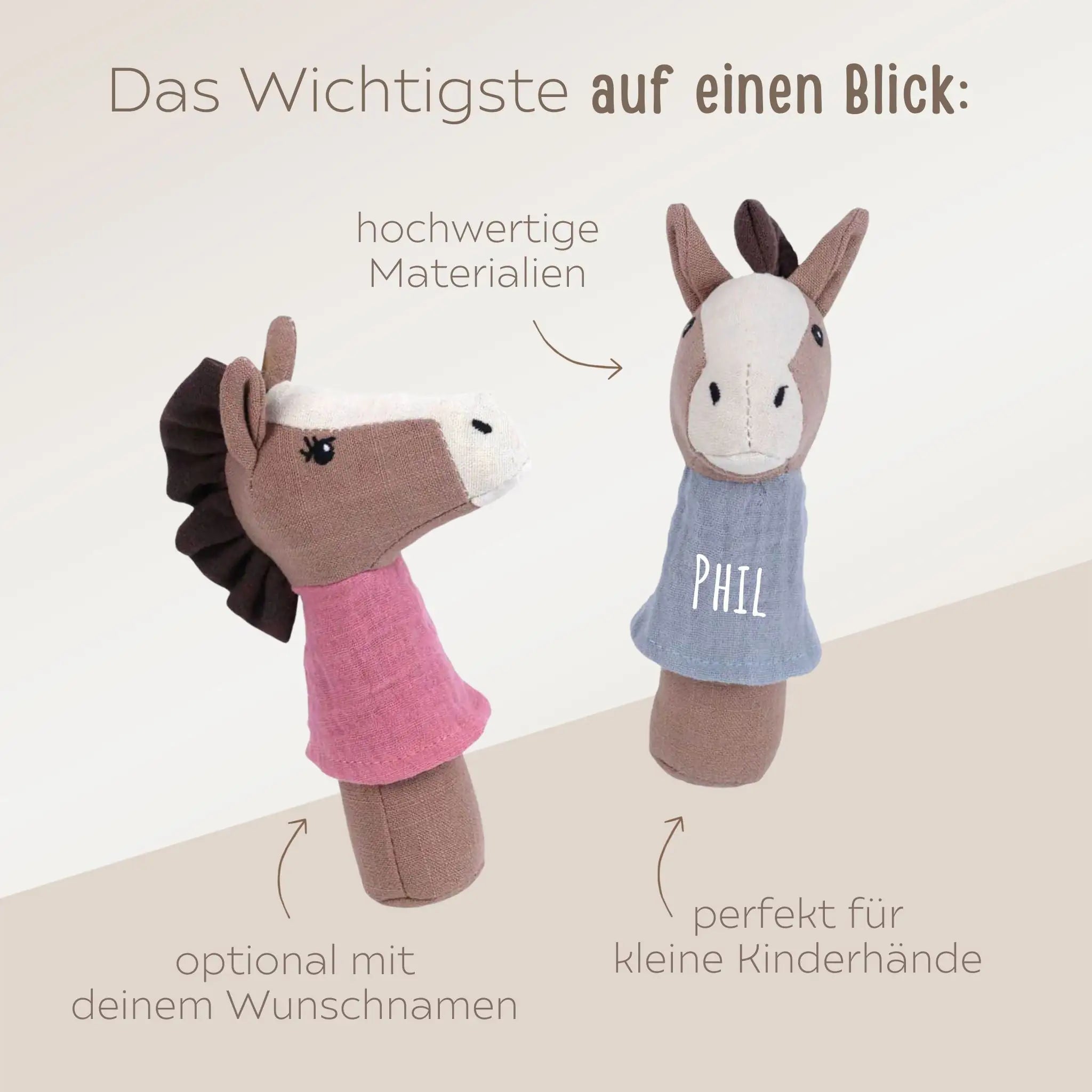 Stoffrassel Pferd personalisierbar - wunderwunsch