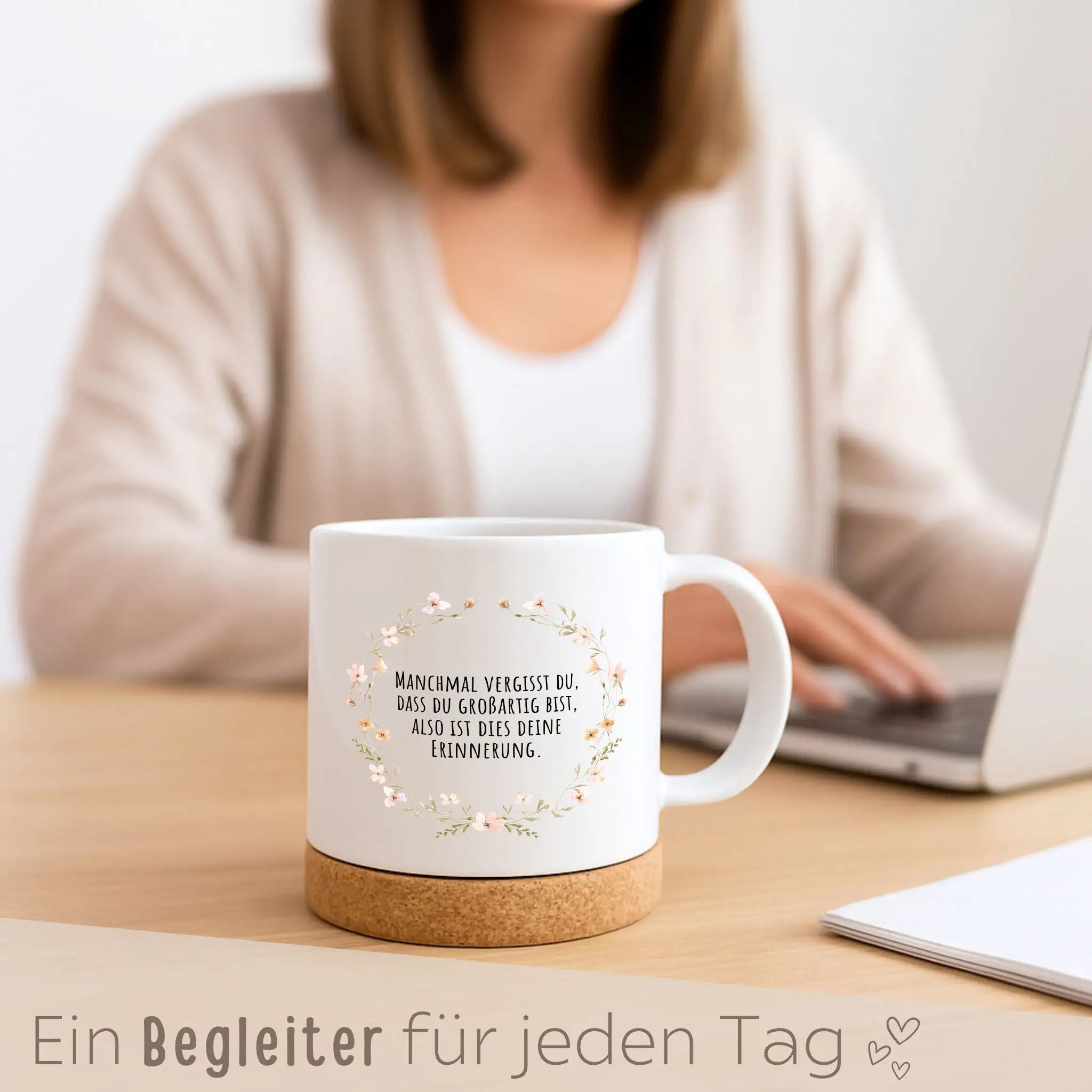 Tasse mit Korkboden - Du bist großartig - wunderwunsch