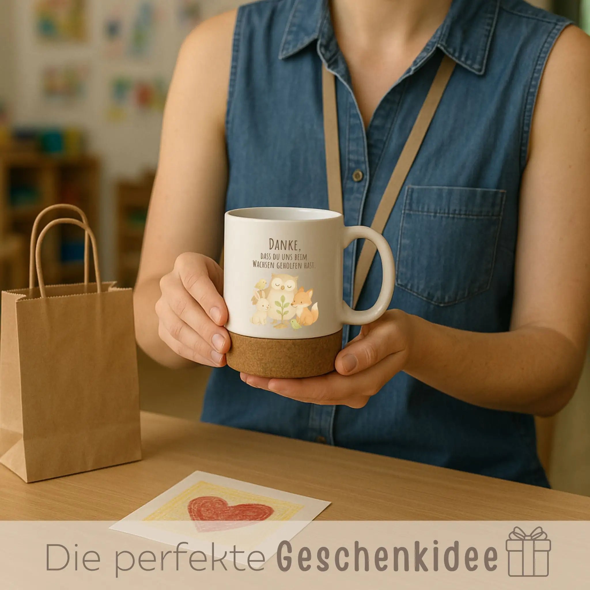 Tasse mit Korkboden - Tierfreunde wachsen - wunderwunsch