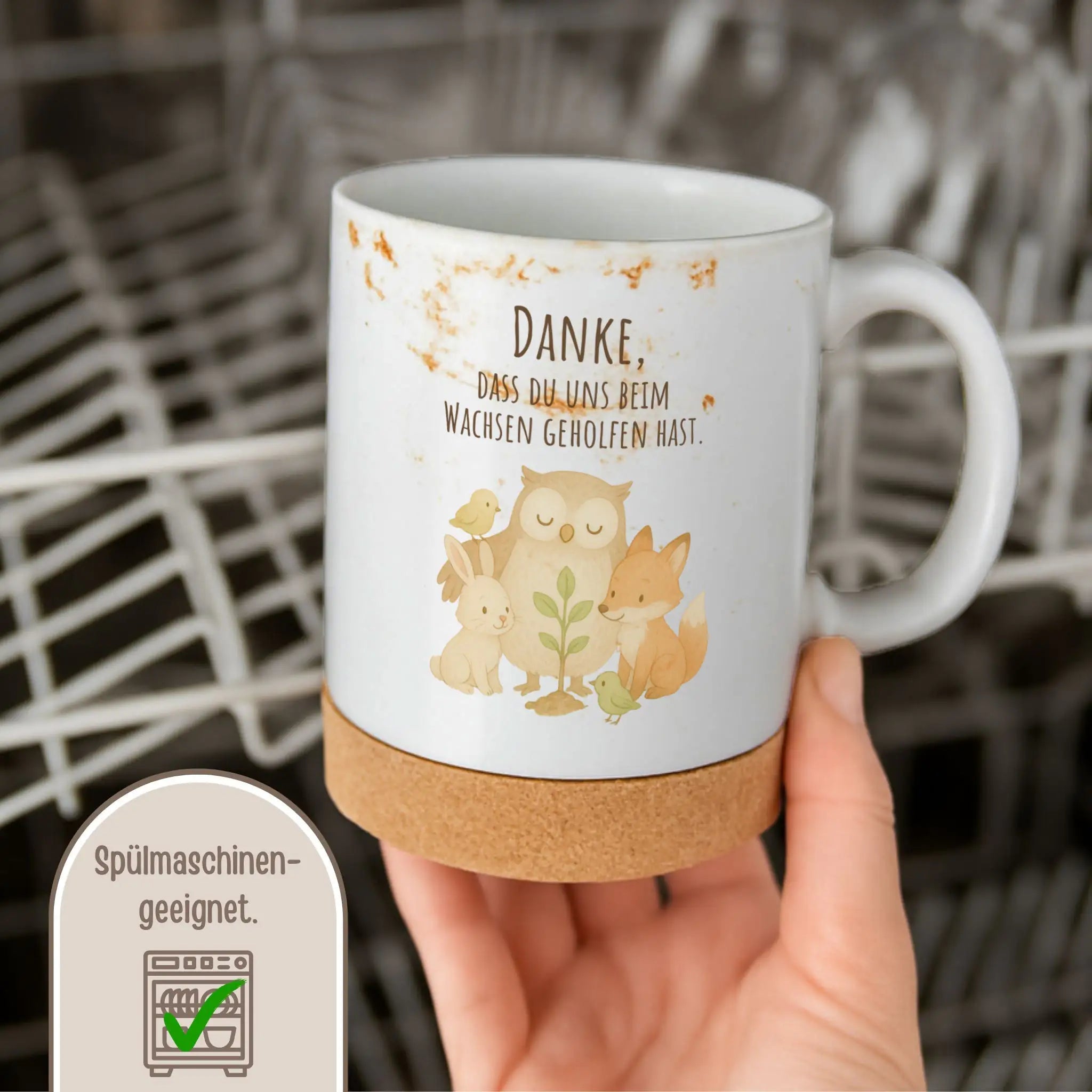 Tasse mit Korkboden - Tierfreunde wachsen - wunderwunsch