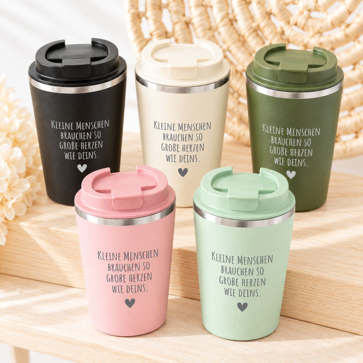 Thermobecher To-Go - Kleine Menschen brauchen große Herzen - wunderwunsch