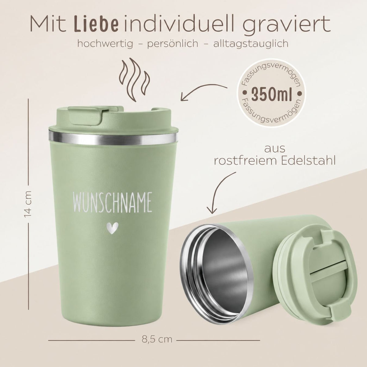Thermobecher To-Go personalisiert - wunderwunsch
