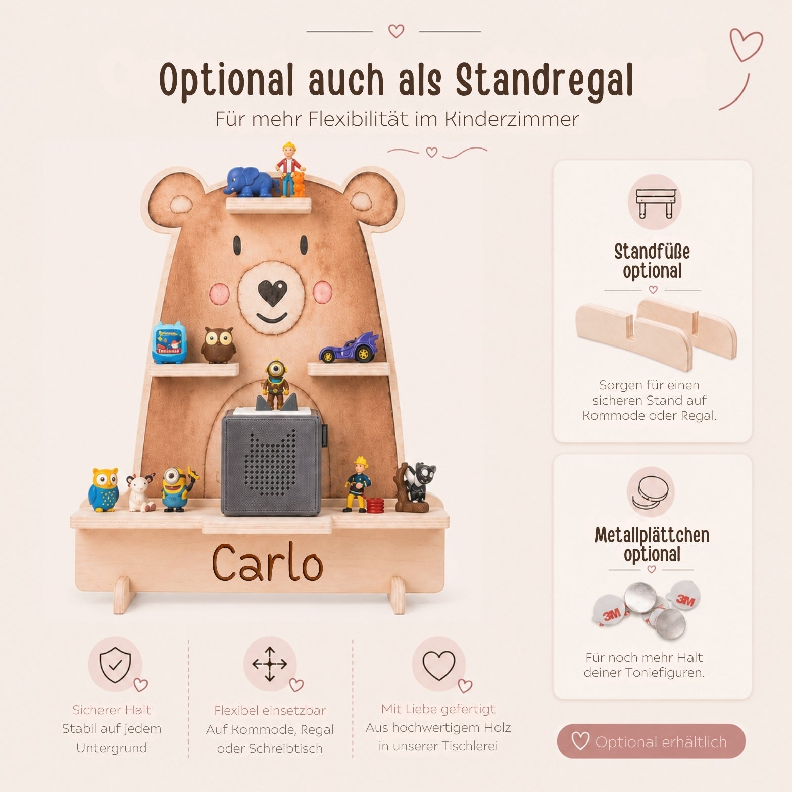 Toniebox Regal Holz - Bär Aquarell - wunderwunsch