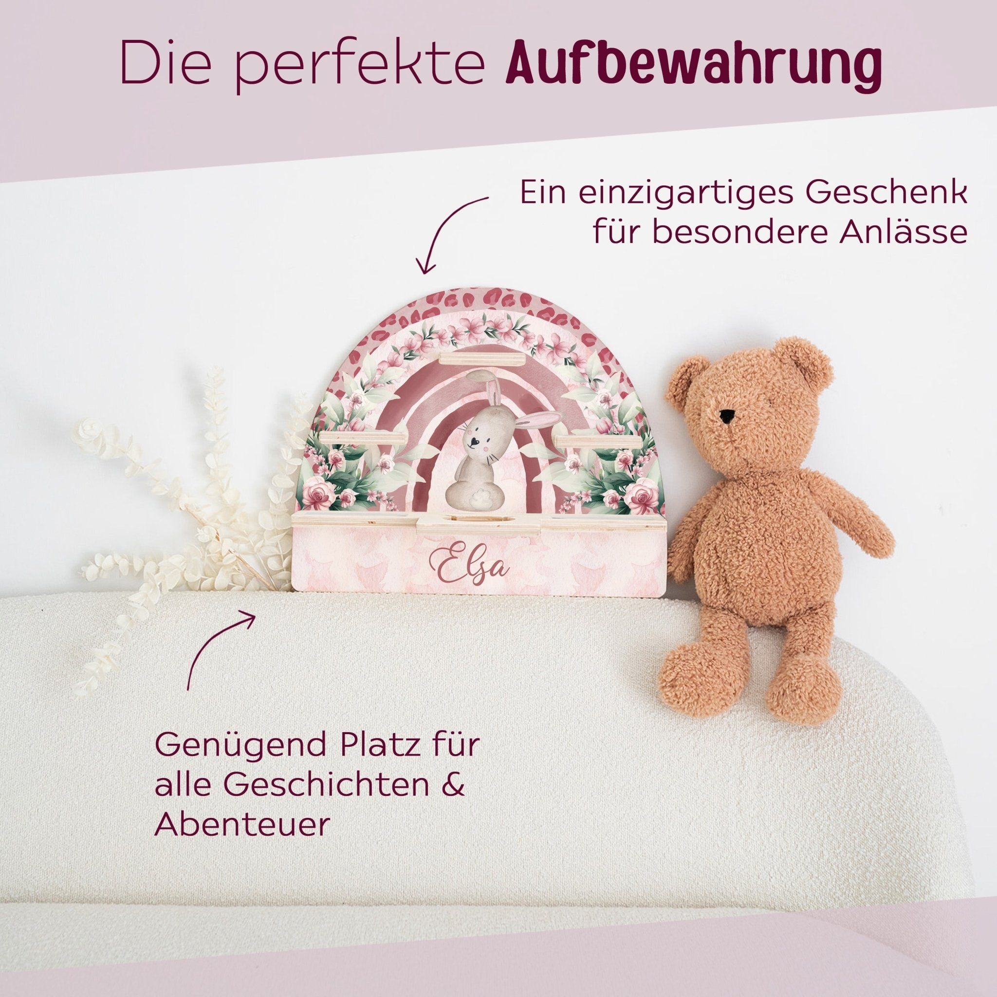 Toniebox Regal Holz - Hase Regenbogen - wunderwunsch