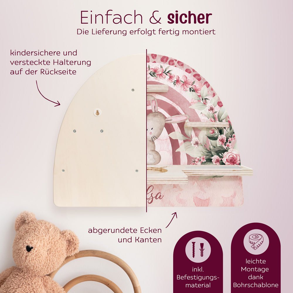 Toniebox Regal Holz - Hase Regenbogen - wunderwunsch