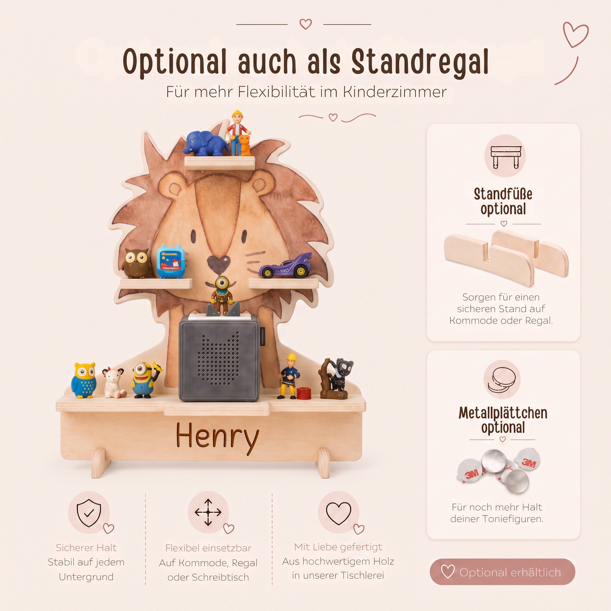 Toniebox Regal Holz - Löwe Aquarell - wunderwunsch