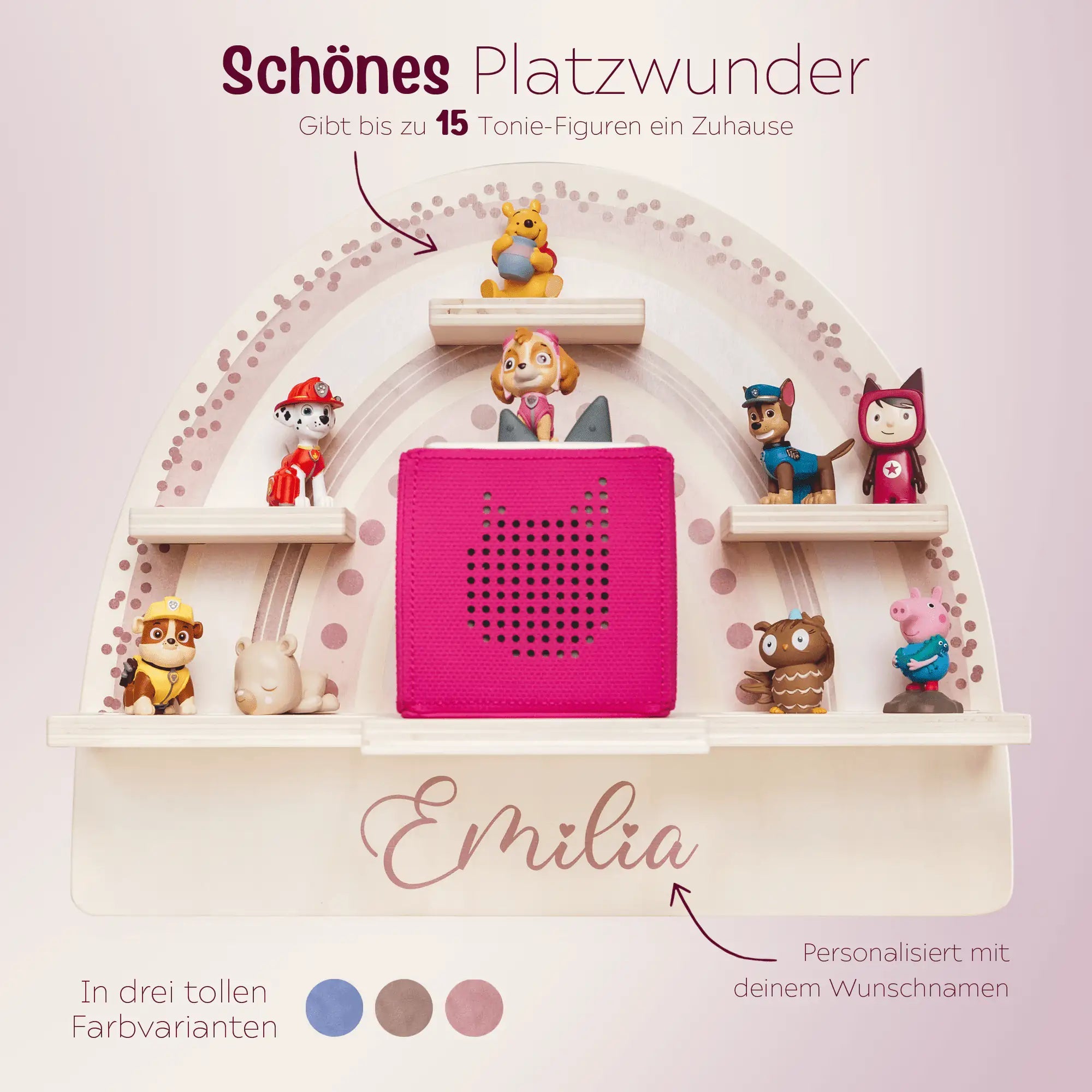 Toniebox Regal Holz - Regenbogen Aquarell - wunderwunsch