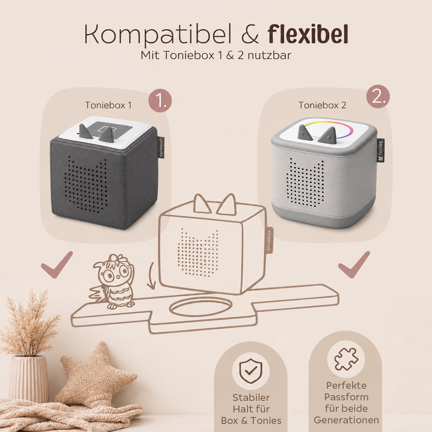 Toniebox Regal Holz - Schmetterling Aquarell - wunderwunsch