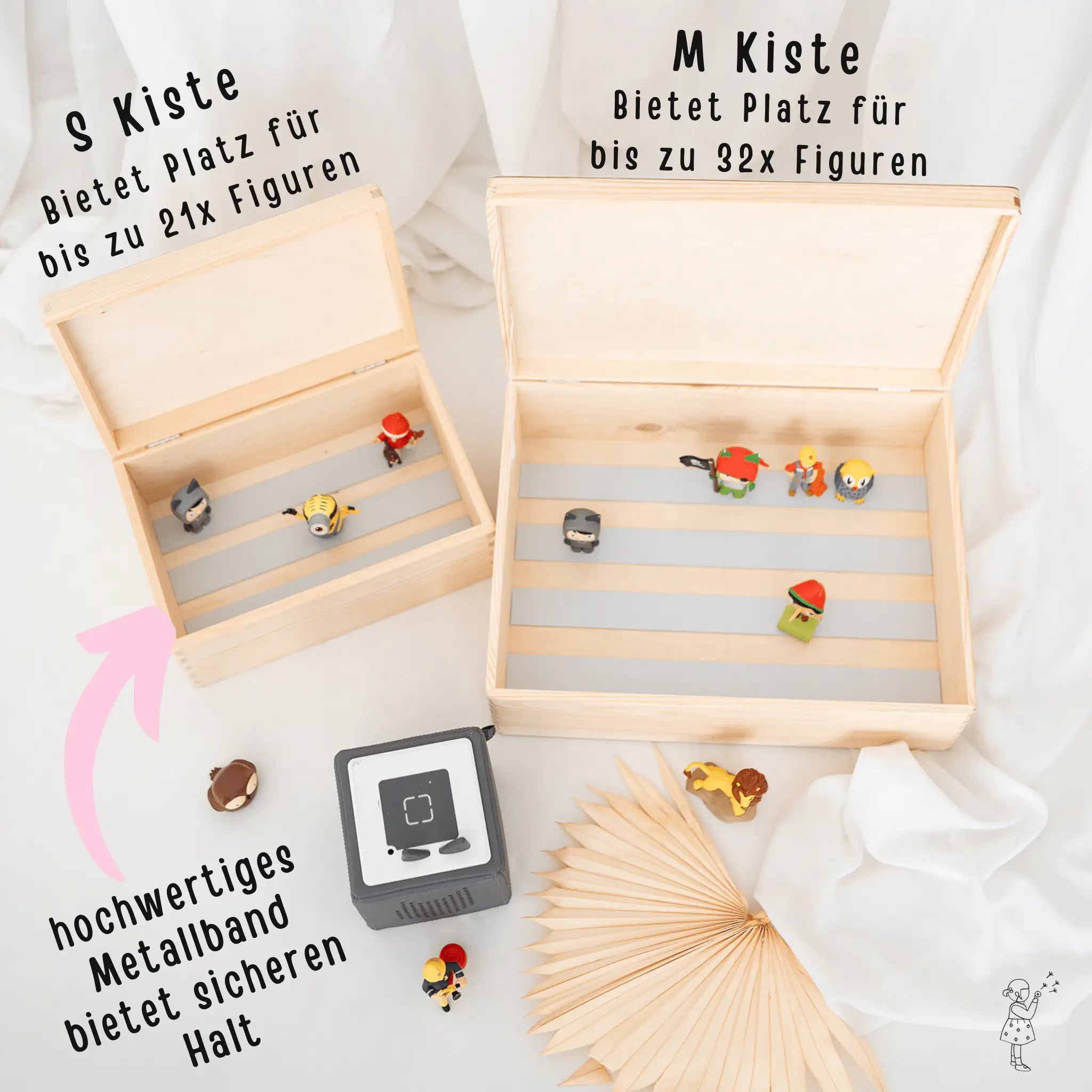 Toniefiguren Kiste Holz mit Magnetstreifen - Tier Szenario Aquarell - wunderwunsch
